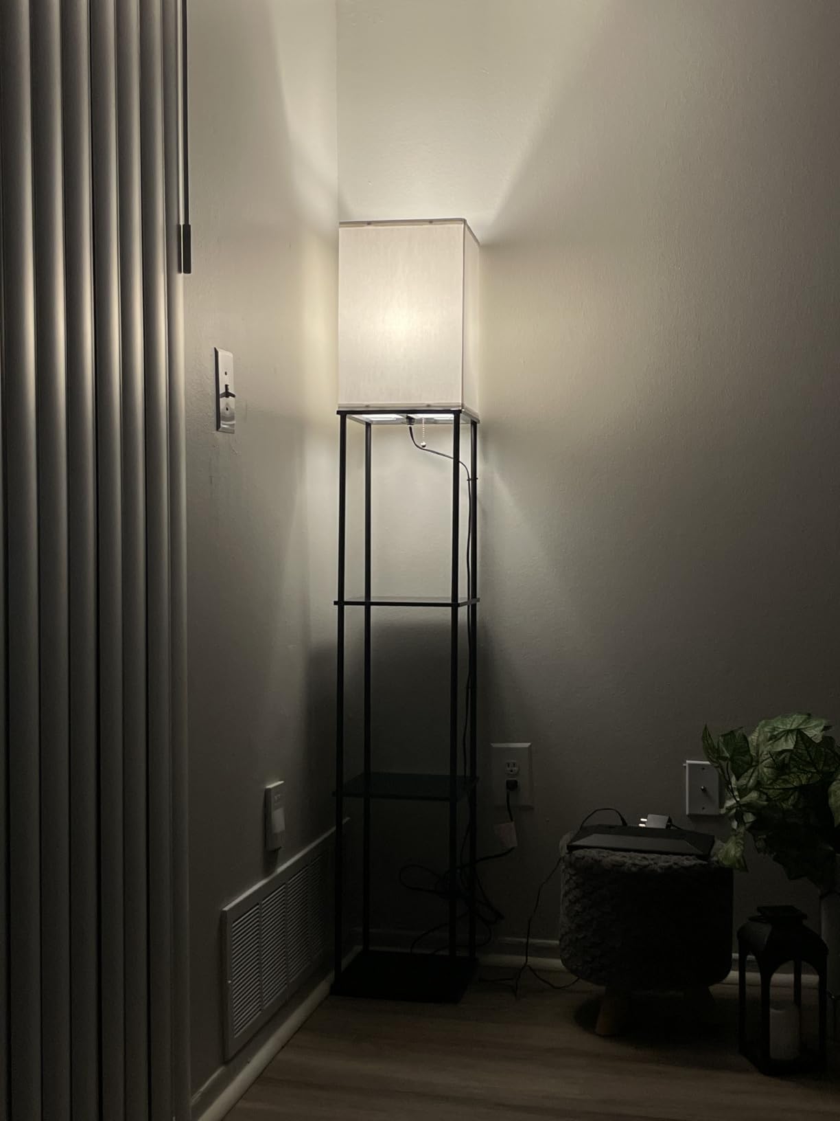 Floor Lamp with Shelves, 3-Tier Modern Square Bookshelf Standing Lamp Black customer photo 2