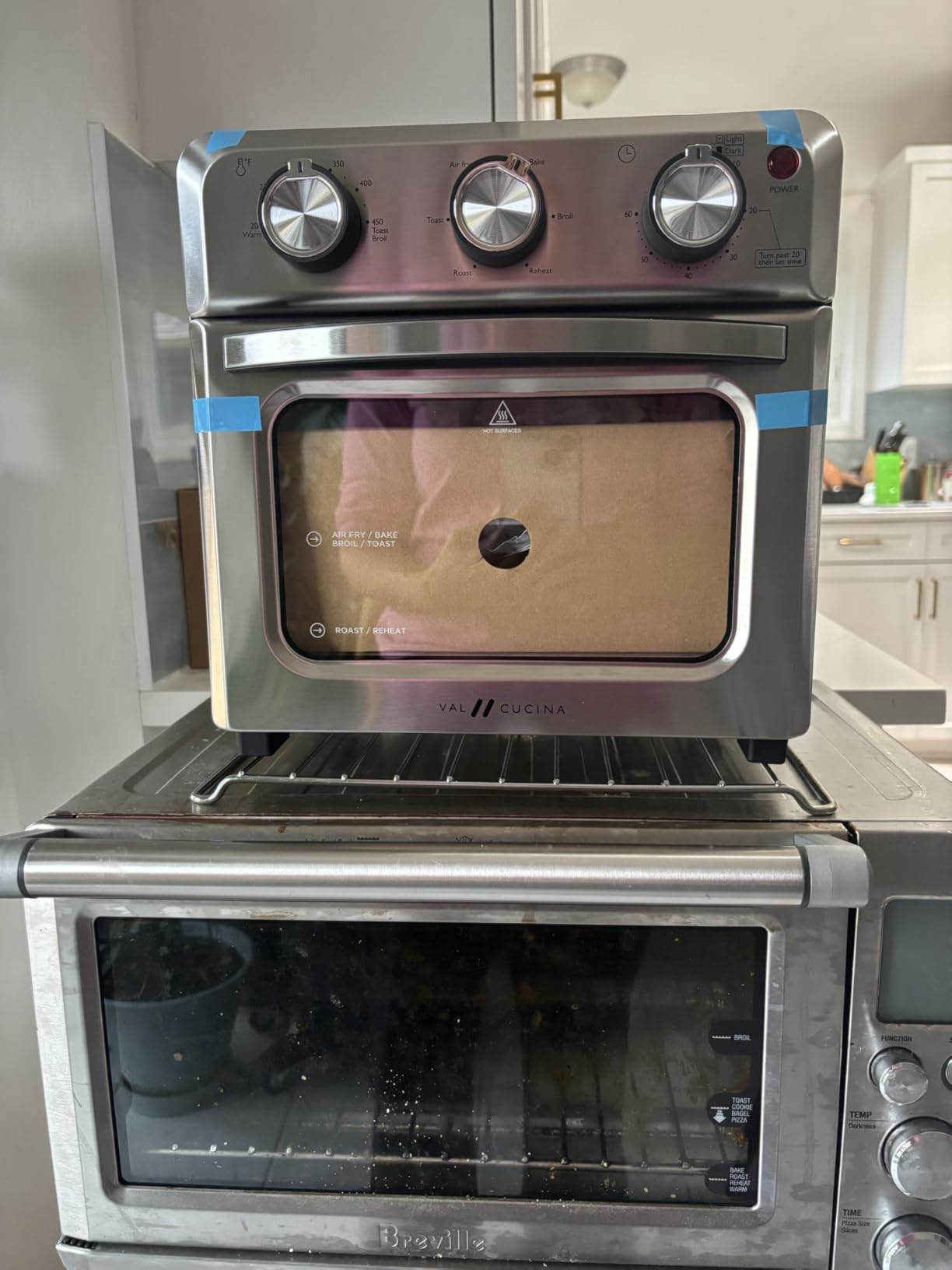 VAL CUCINA 6-in-1 Air Fryer Toaster Oven Combo, Compact 12.7 QT Small Countertop Convection Oven, Fits 9