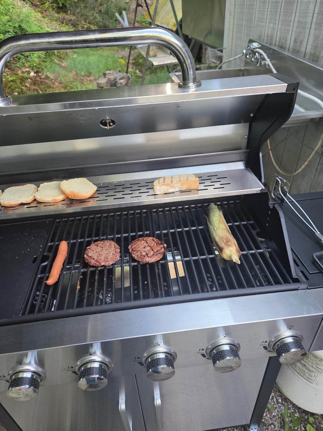 3 Burner Propane Gas Grill, 39,000 BTU Outdoor BBQ Grill with Side Burner and Cast Iron Grates, Cabinet Style Storage Gas Barbecue Grill for Backyard Patio customer photo 1