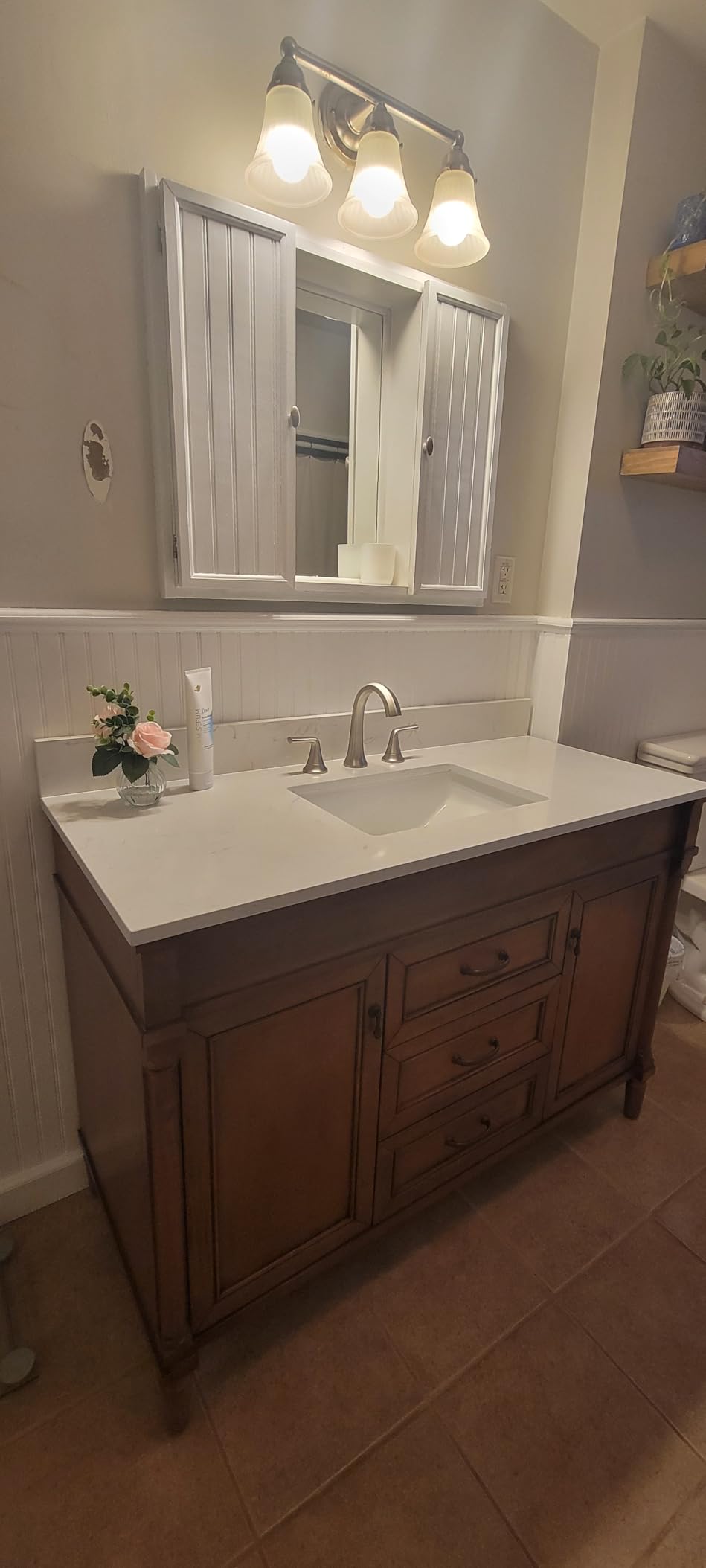 48 Inch Bathroom Vanity with Sink Combo, Light Walnut customer photo 2
