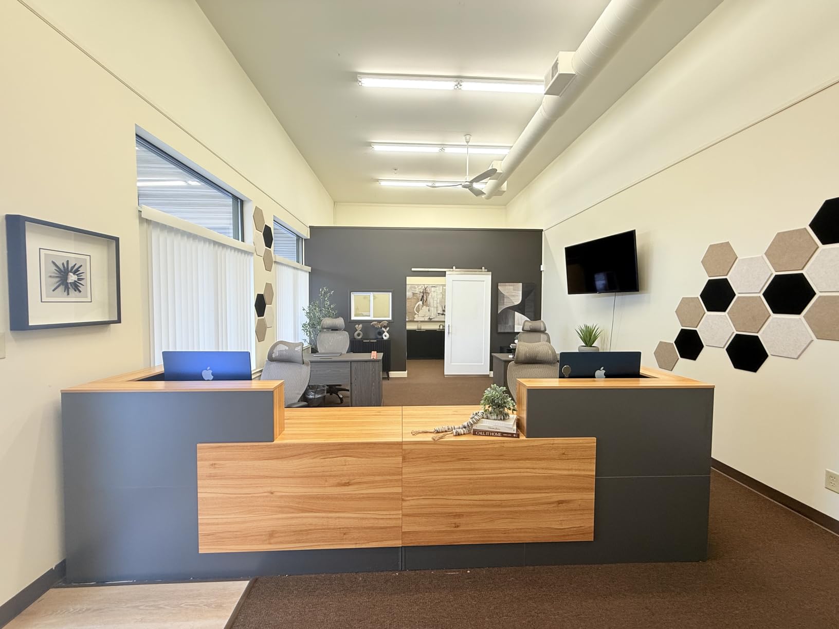 L-Shaped Reception Desk with Lockable Drawers, Adjustable File Cabinet & Keyboard Tray, Modern Front Counter for Office, Salon, or Lobby customer photo 1