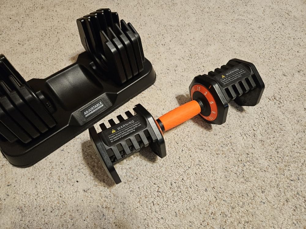 Adjustable Dumbbell Set 25lb/50lb, 10 in1 Adjustable Dumbbells for Home Gym | Micro Increment start 3-6lb, 1 Hand Quick-Dial, Space-Saving Design with Storage Base, Anti-Slip Grip, HIIT Strength Training customer photo 1