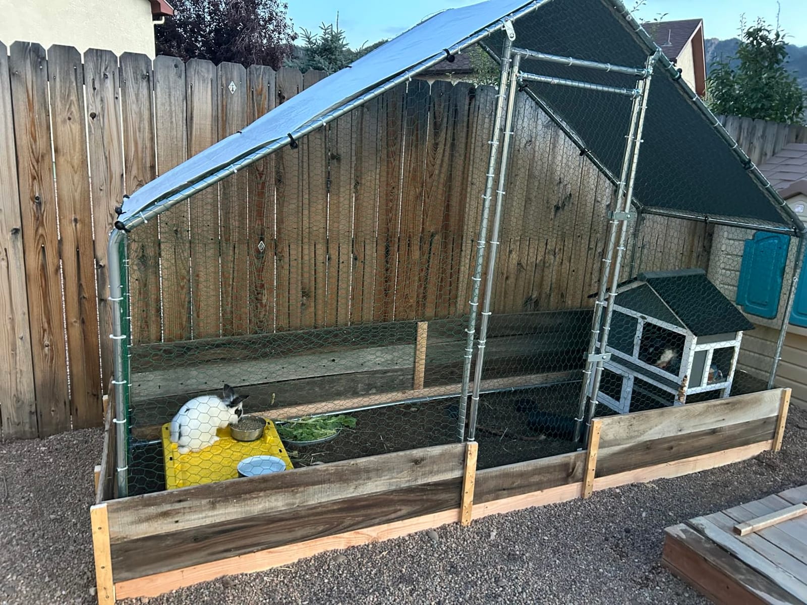 VEVOR Large Metal Chicken Coop,6.6 x 3.3 x 6.6 ft, Walk-in Chicken Run House with Waterproof Cover & Sturdy Frame, Spire Roof Poultry Cage Duck Pen for Rabbit Hen Goose Outdoor Backyard Farm Use customer photo 1