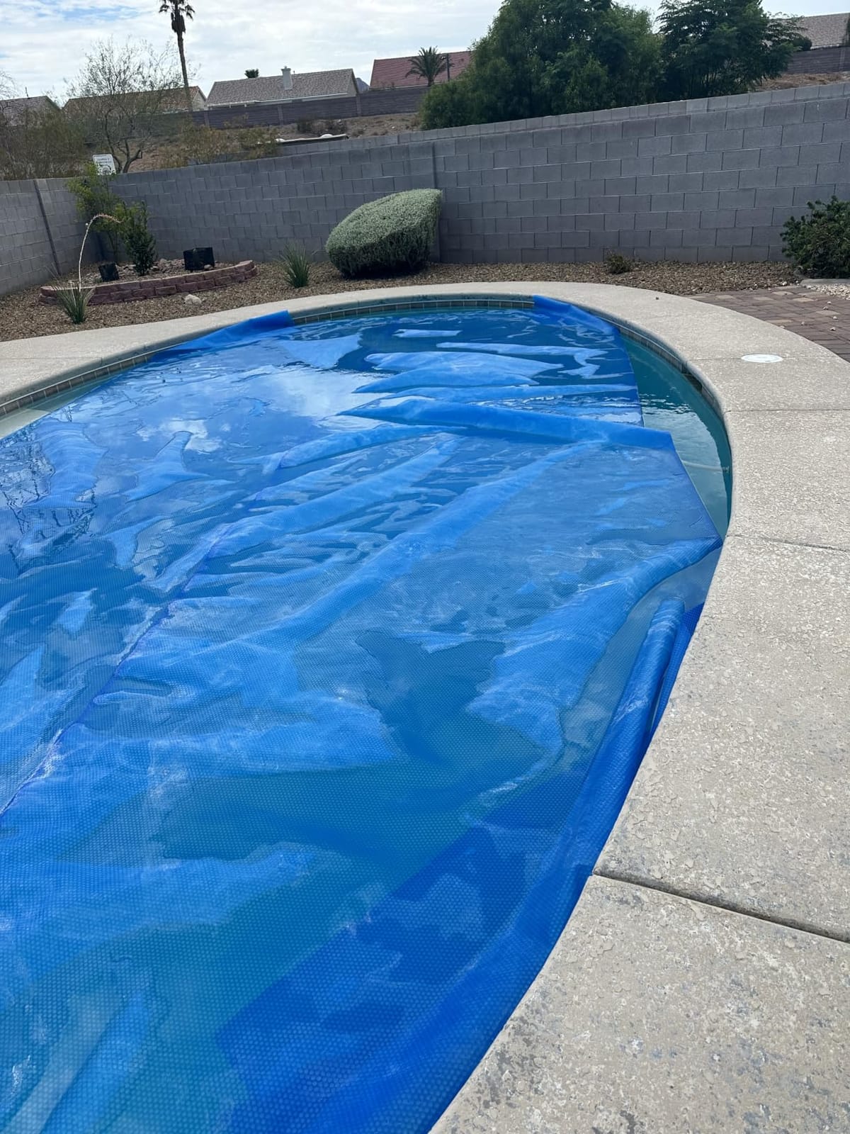 VEVOR Solar Pool Cover 32 x 16 ft 16 Mil Pool Bubble Cover Blue & Black customer photo 2