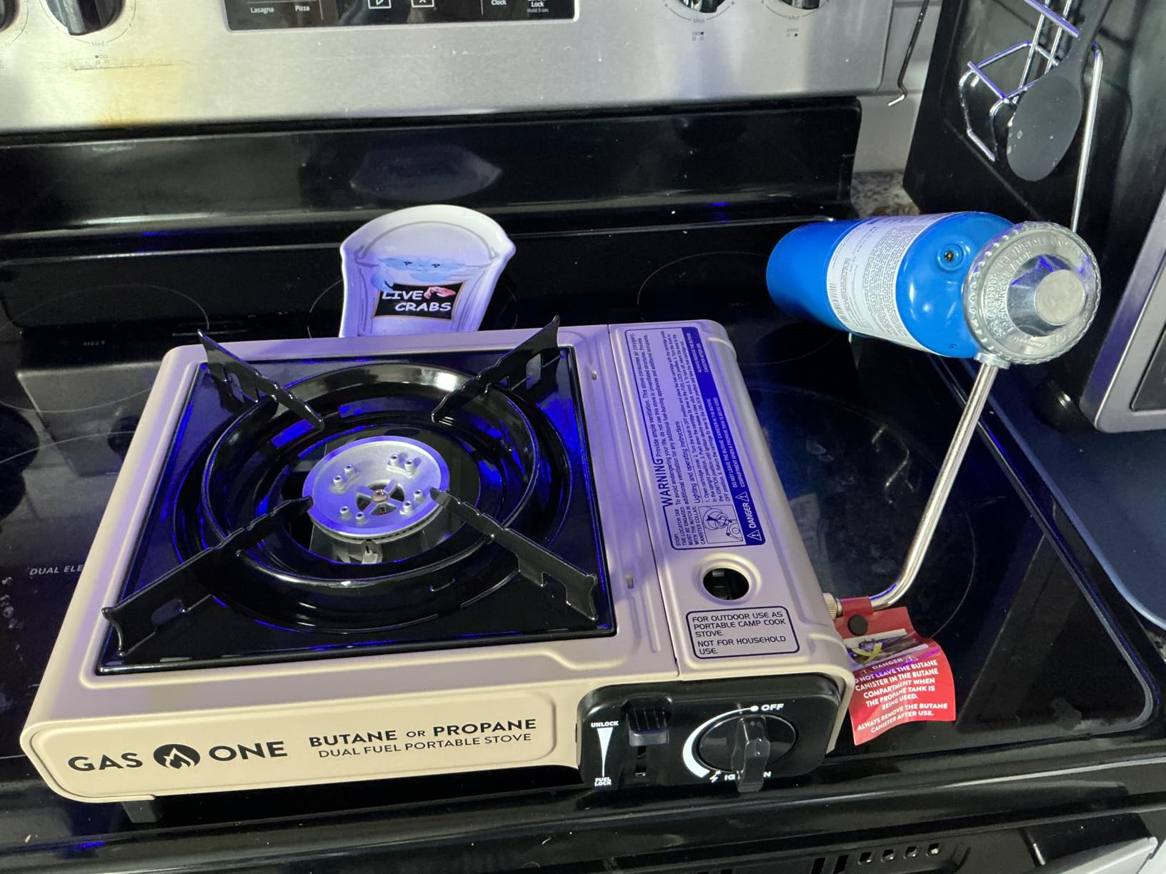 GasOne GS-3400P-KIT Propane or Butane Gas Stove with Flat Top Griddle Included - Dual Fuel Propane Grill Tent Stove Burners for Cooking for Camping, Kitchen - Diecast Aluminum with Non Stick Coating customer photo 2