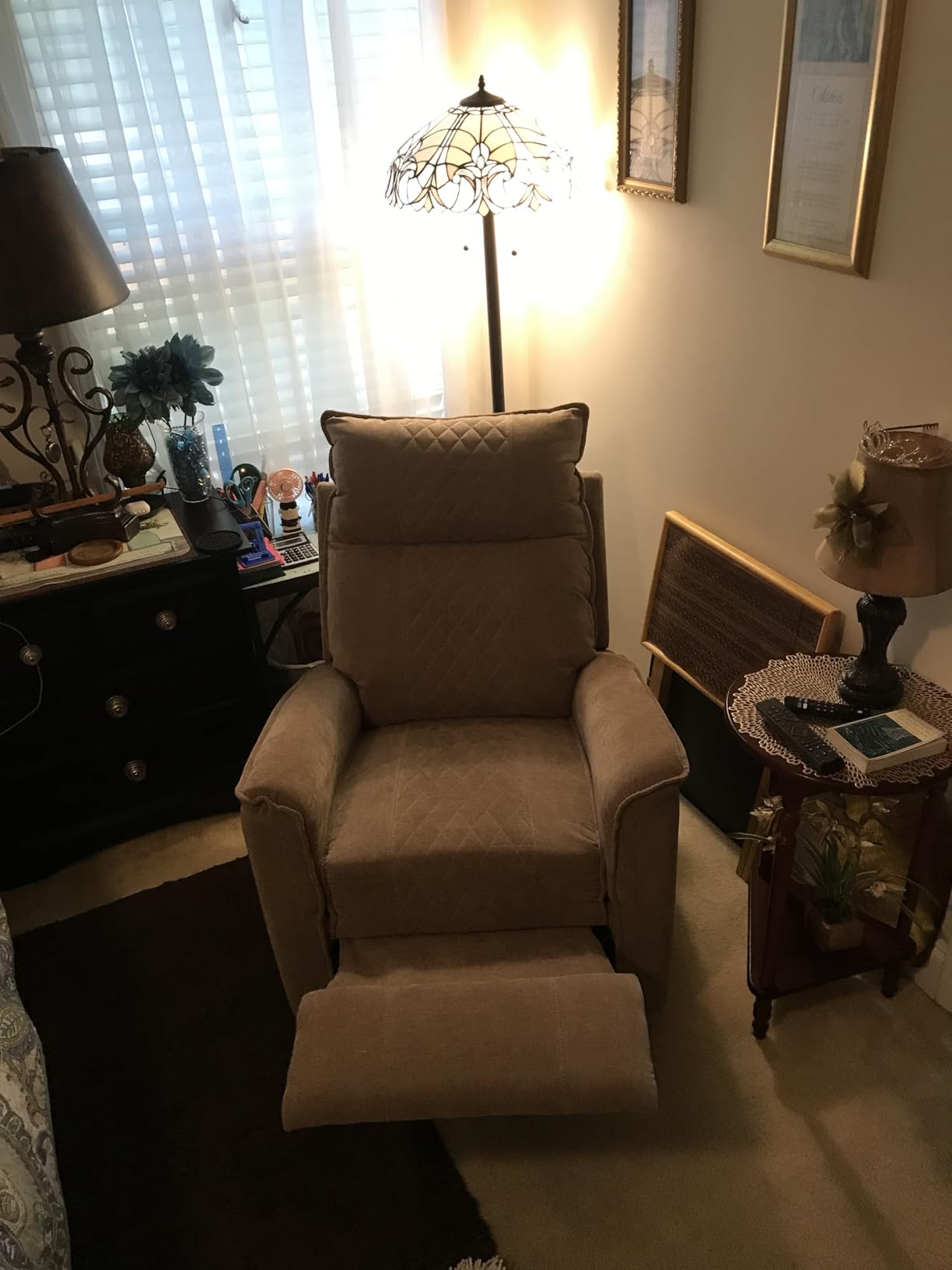 Swivel Rocker Recliner Chair, Rocking Chair, Small Swivel Recliner for Small Spaces, Living Room, RV(Dark Grey) customer photo 1