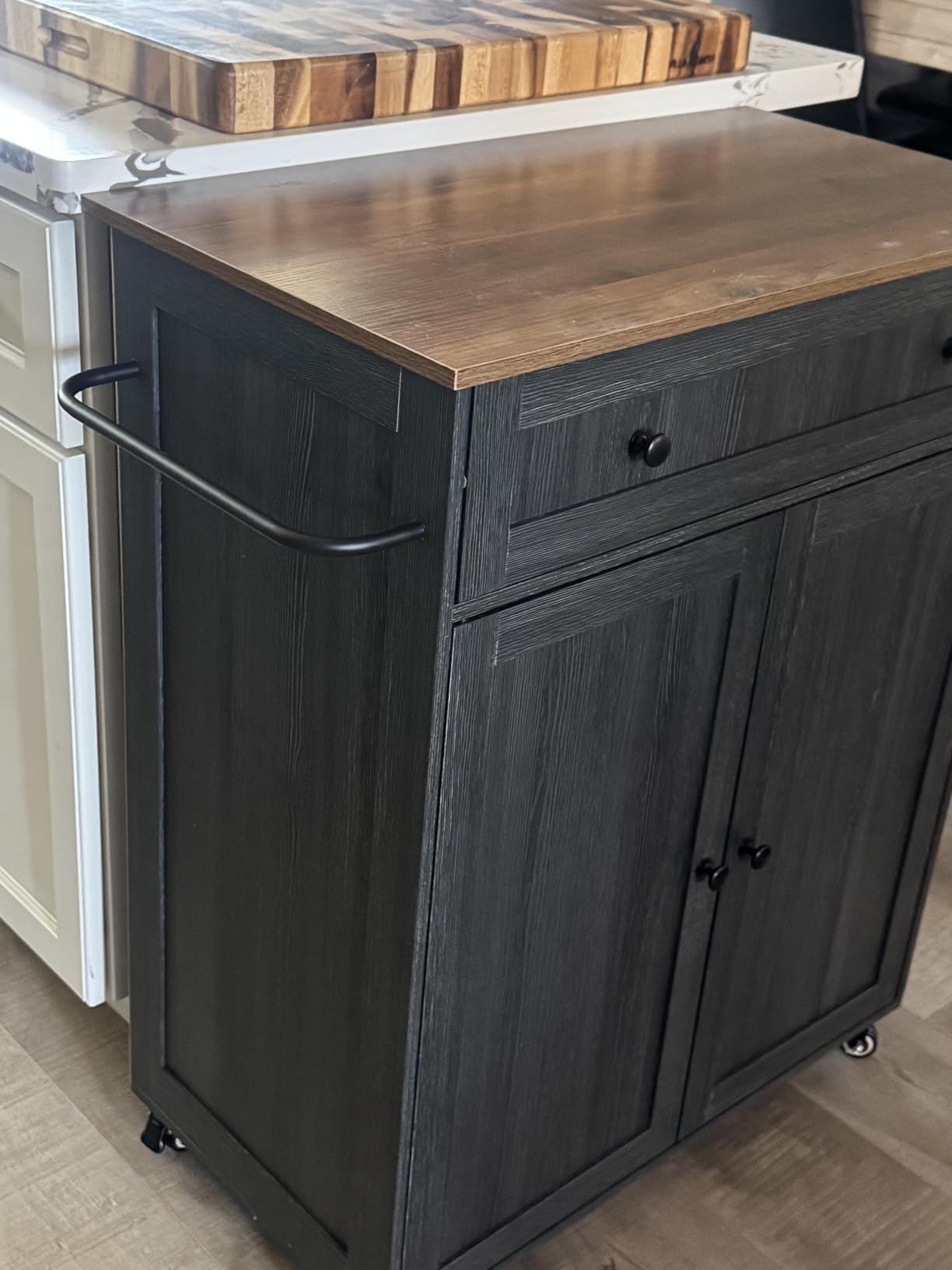 VASAGLE Mobile Kitchen Wooden Island Cart with Storage for Dining Room customer photo 1