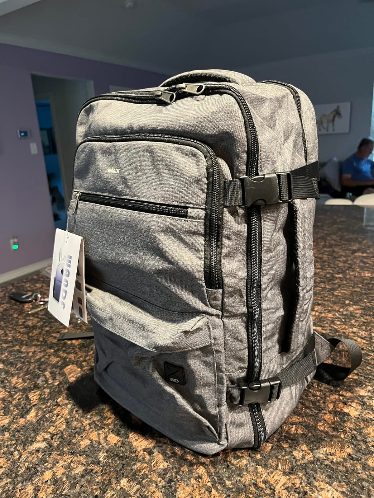 WANDF Personal Item Travel Bag 17x10x9, Carry On Laptop Backpack (Black) customer photo 2