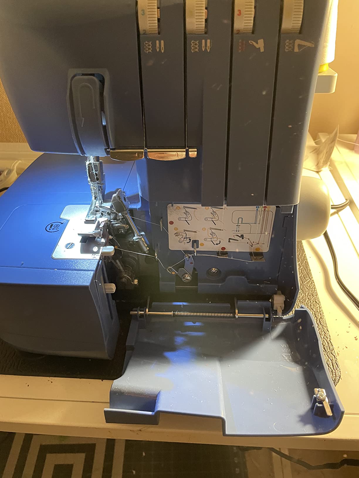 SINGER S0230 Navy Blue High Speed Overlock Serger, 2-3-4 Thread Capability, color coded threading, 1300 stitches/min, differential feed, professional seam finish customer photo 1