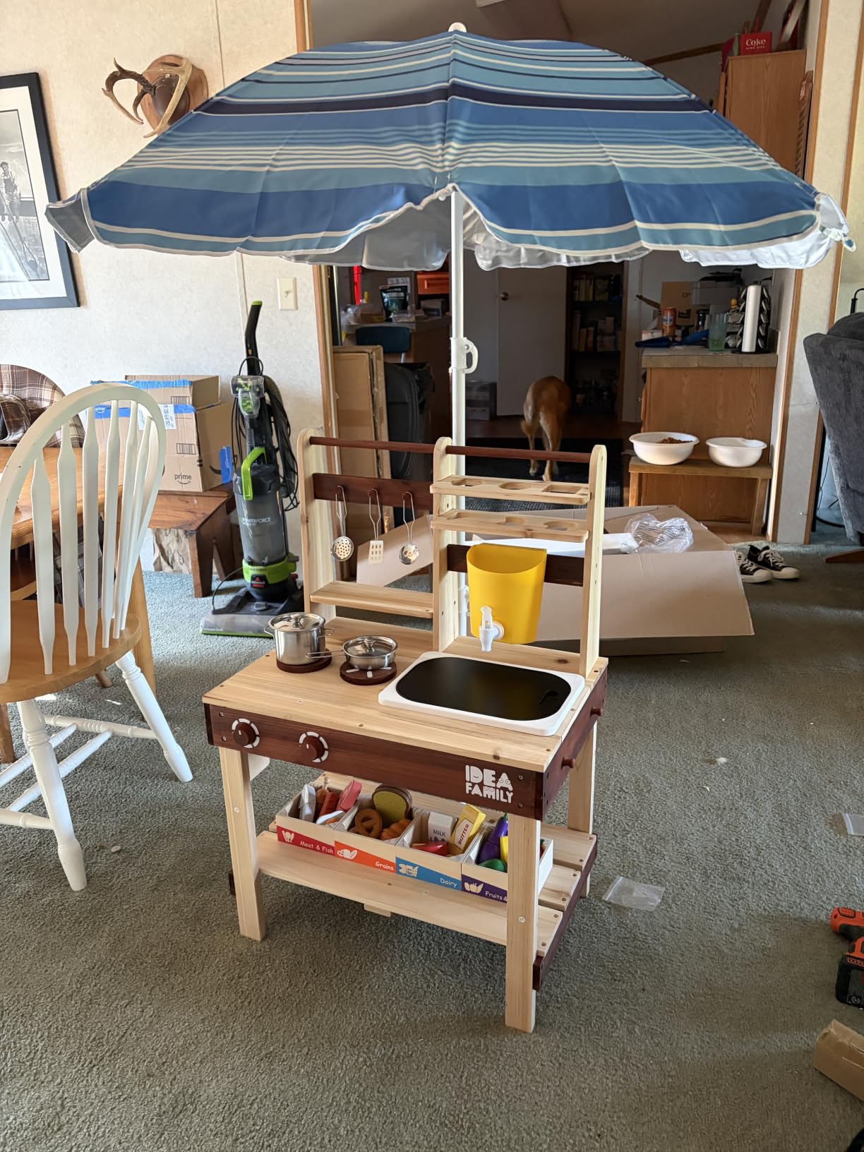 Wooden Mud Kitchen, 7 in 1 Outdoor Pretend Play Kitchen with Umbrella,Removable Sink & Chalkboard, Cooking Accessories, Backyard Pretend Toy for Kids Aged 3-8 customer photo 1