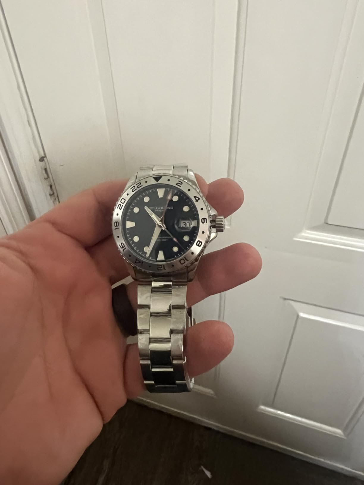 Stuhrling Original Equinox GMT 4077 Men's Quartz GMT Watch – Dual-Time Movement, Bi-Directional Bezel, Stainless Steel Bracelet customer photo 1
