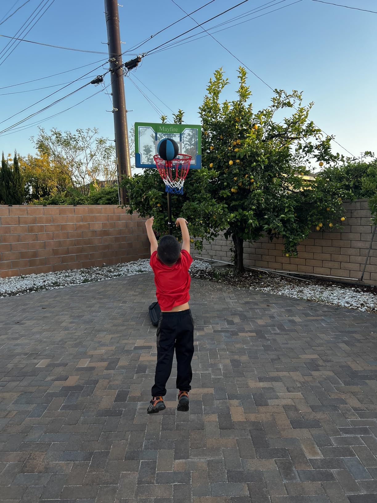 Portable Basketball Hoop for Kids & Teens, 4.1–8.5FT Adjustable Height, 32'' Shatterproof Backboard, Fillable Base with Weight Bag, Outdoor Goal for Backyard & Driveway customer photo 2