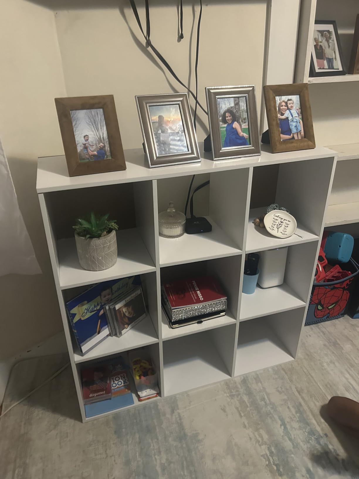Whitmor 9 Cube Storage Organizer, 3 Tier Stackable MDF Wood Bookcase, Open Storage Display Bookshelf, Storage Cabinet for Living Room, Bedroom, Home, Office, 35.5