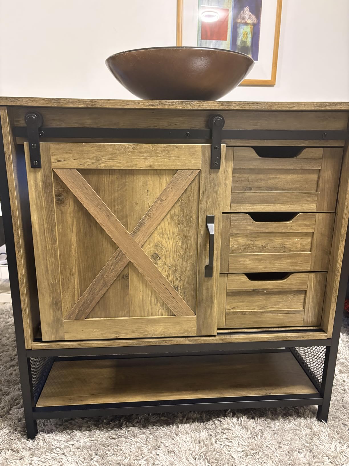 Concho 30'' Farmhouse Bathroom Vanity with Vessel Sink Rustic Brown customer photo 2