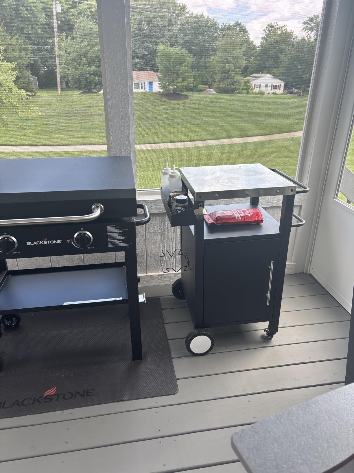 Outdoor Grill Table with Sink, Metal Worktable Kitchen Cabinet Island | Outdoor Grill Cart with 304 Stainless Steel Sink, Foldable Top, Storage Cabinet, Rolling Bar Cart for Garden, Backyard & Lawn customer photo 2