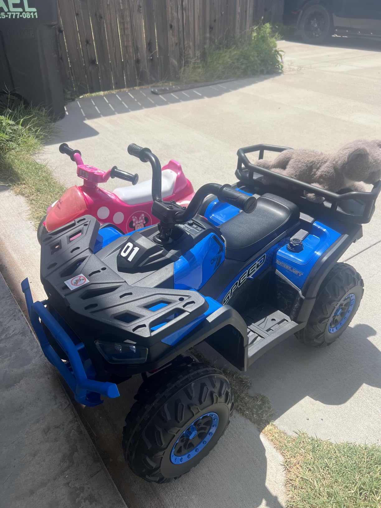 24V 4x4 Ride on Toys Car, BLISSRIDE Kids ATV Quad w/Kneepads, 5Mph Max Speed, Music, LED Lights, Rear Storage Rack, Big Tires, Safe Soft Start&Brake, Electric 4 Wheeler for Kids Boys Girls, D Black customer photo 2