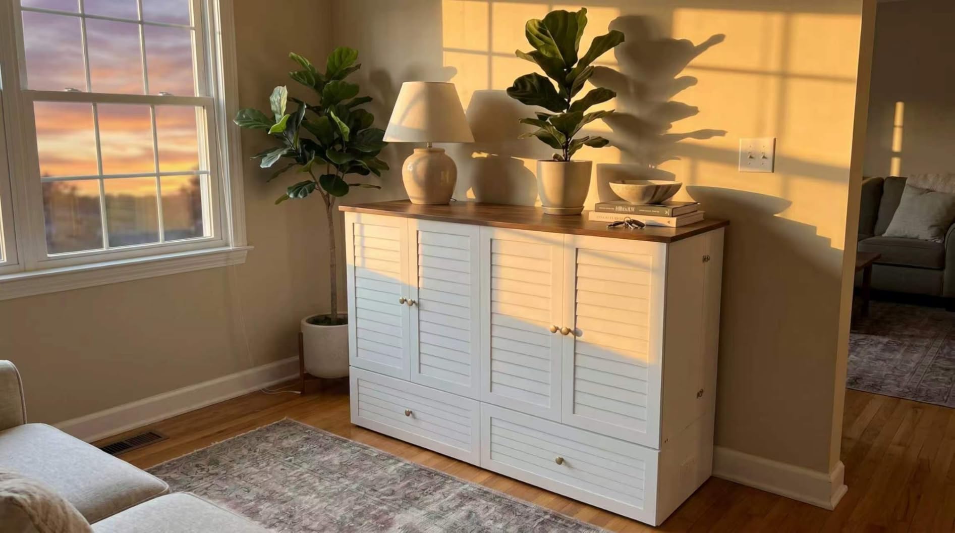 Yoobure Queen Murphy Bed with Charging Station, Cabinet Beds with Storage customer photo 2