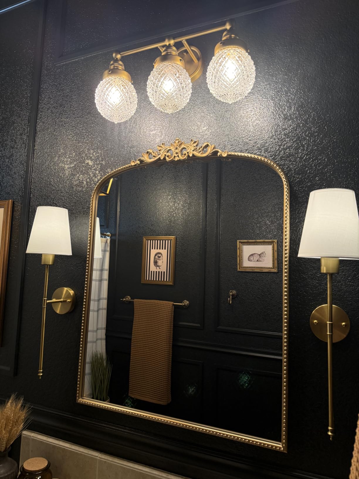 Brightown Battery Operated Wall Sconces Set of Two,Gold Sconces Wall Decor customer photo 1