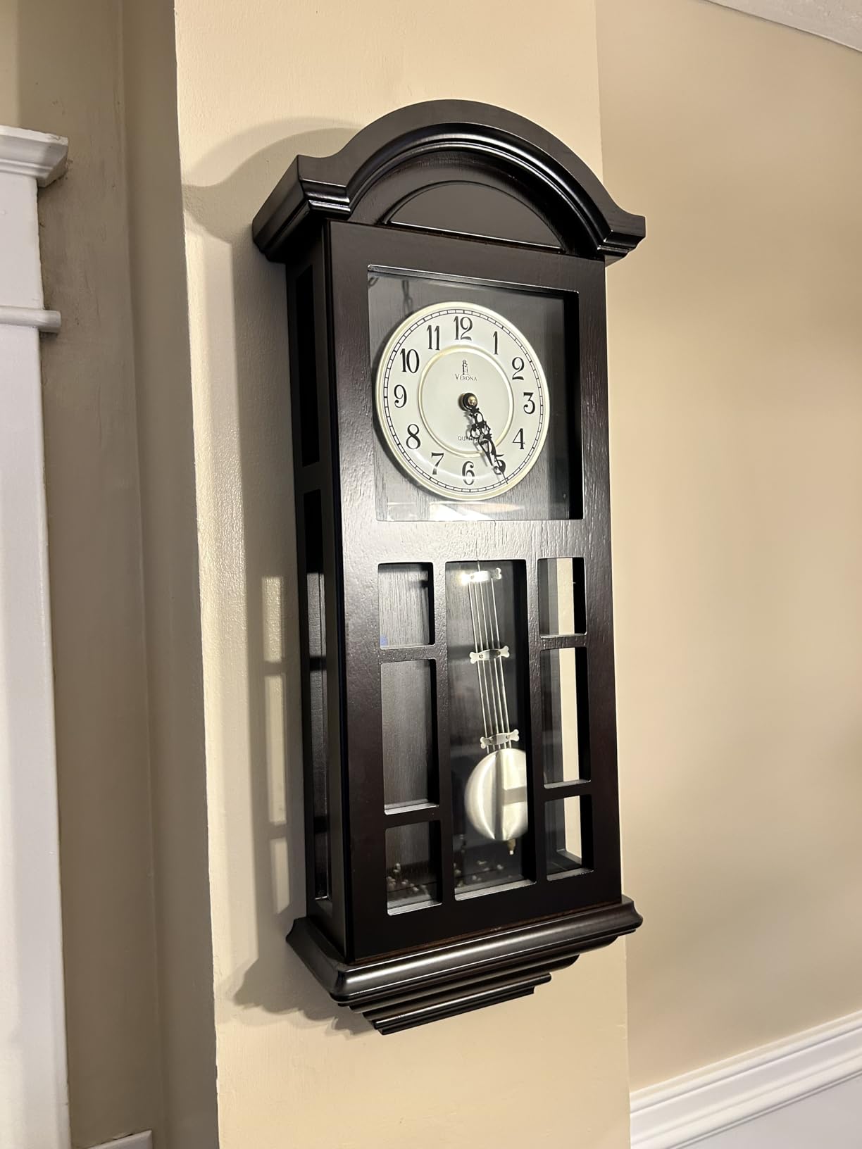 Pendulum Wall Clock, Hanging Wooden Grandfather Wall Clock, Quiet customer photo 1