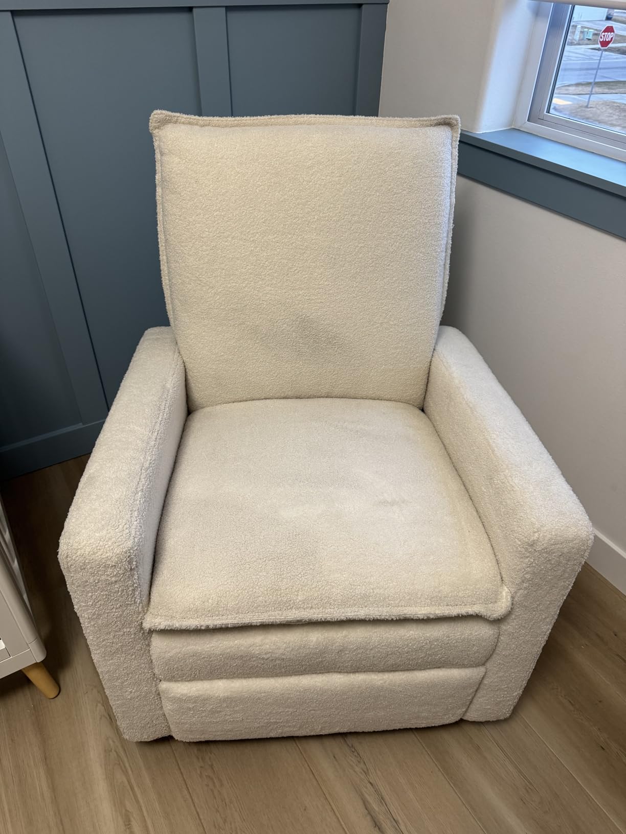 Oxford Baby Uptown Upholstered Glider Recliner Rocking Chair 360° Swivel for Nursery and Living Room - Teddy Brown, Green Guard Gold Certified customer photo 2