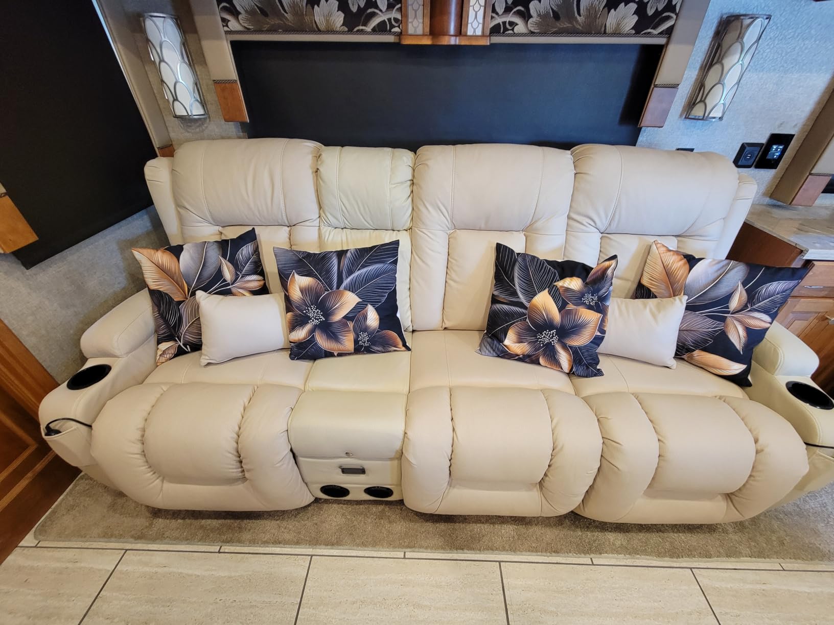 IPKIG Power Loveseat Recliner Sofa with Flip Back Console, 110.9