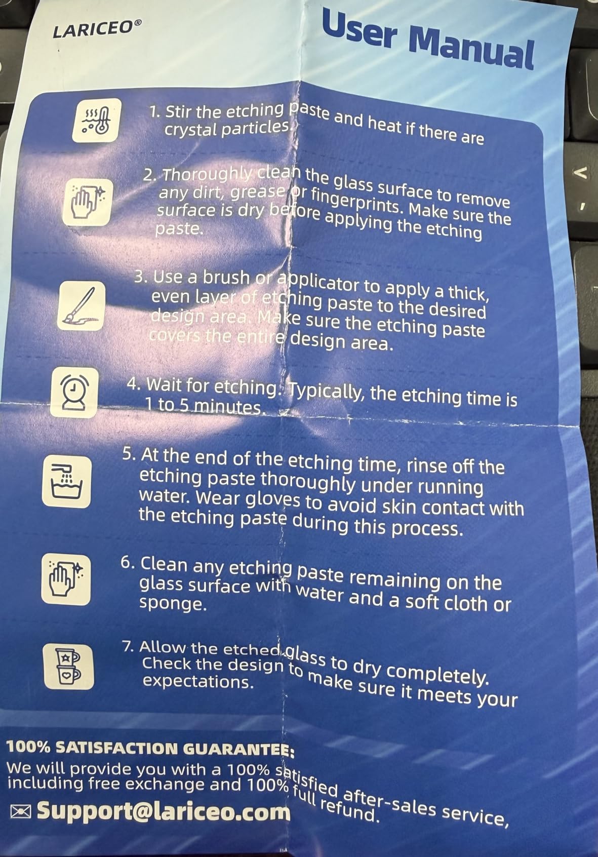LARICEO 2.8 oz Glass Etching Kit, High-Adhesion Stencils for Crisp Results customer photo 2
