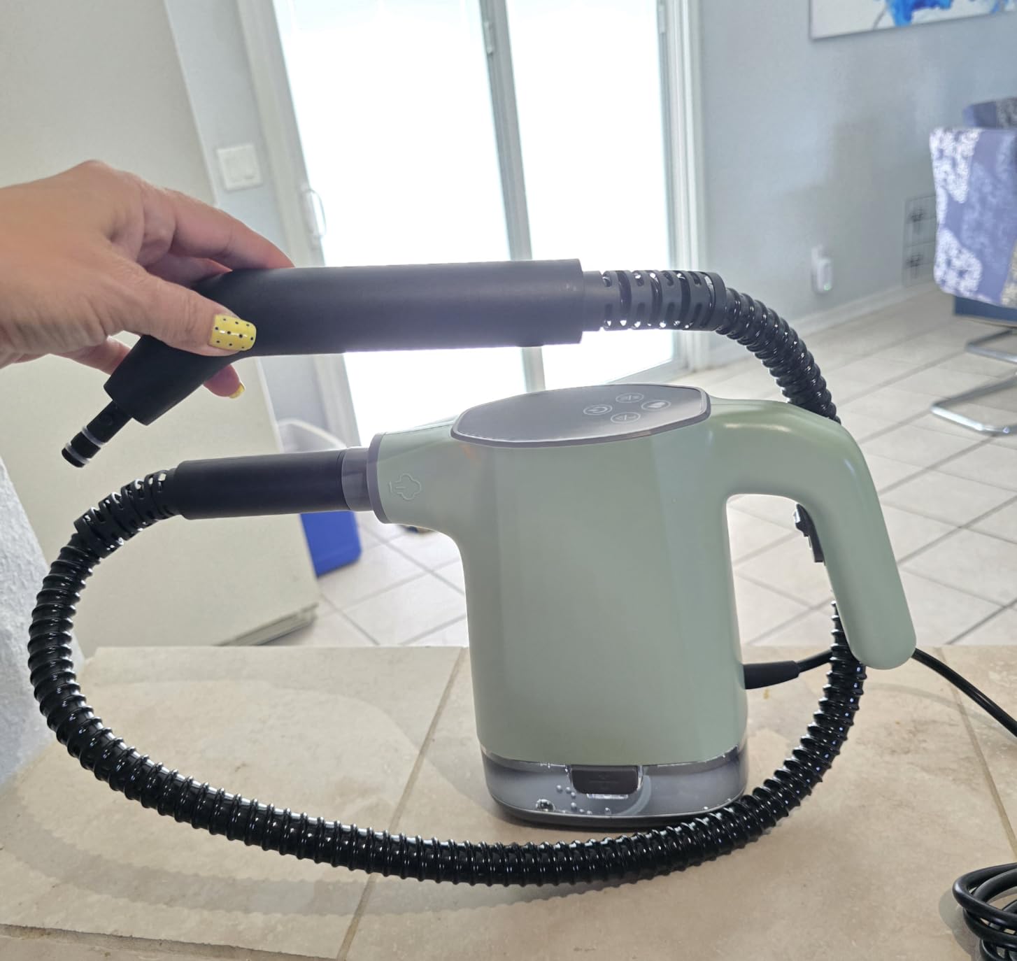 Handheld Steam Cleaner, Portable Steamer for Cleaning with 18PCS Accessories, 12s Fast Heating, Pressurized Steam Cleaner for Home, Kitchen, Bathroom, Car Detailing, Window, and Clothes, Green customer photo 1