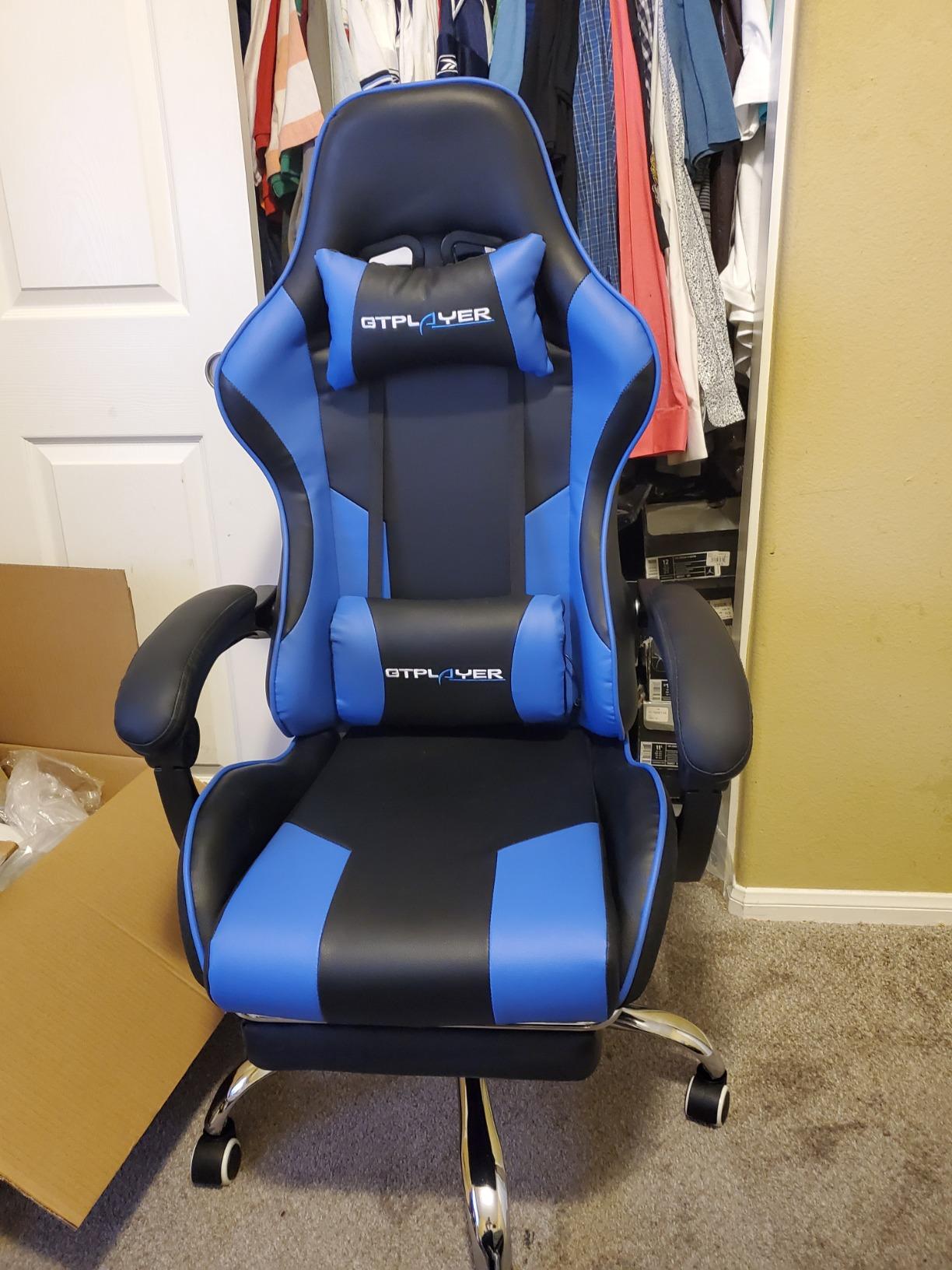 GTPLAYER Big & Tall Gaming Chair, Wide Seat with Footrest, Black & Gray | Ergonomic High Back Computer Desk Chair for Adults, Comfort Padded Seat with Lumbar Support Armrests Recliner for Office/Home customer photo 2
