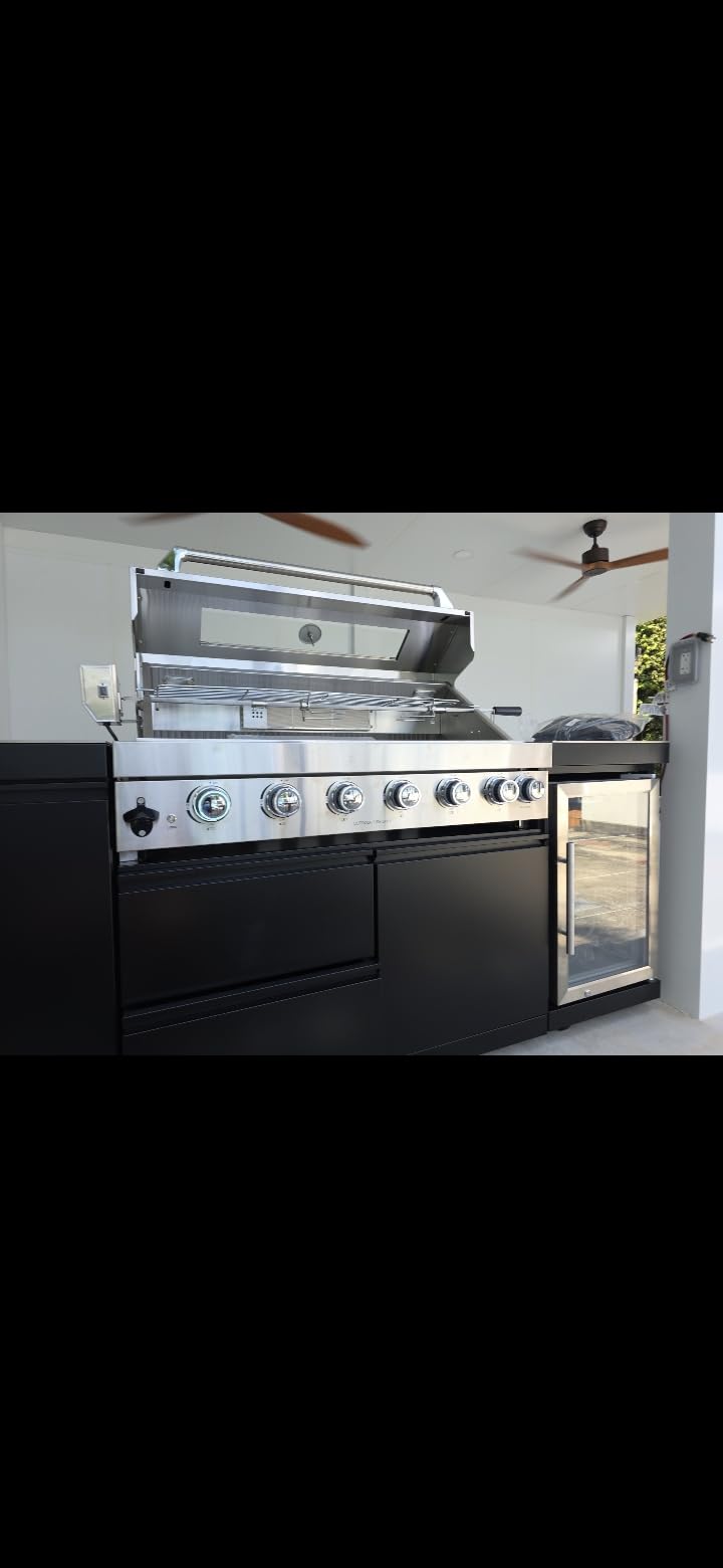 104-Inch 4 Burner 72000 BTU Stainless Steel Outdoor Kitchen Bar, 4 Units Modular Propane Gas BBQ Island Grill (Free Combination) with Wine Cooler, Refrigerator, Granite Countertops & Storage, Silver customer photo 1