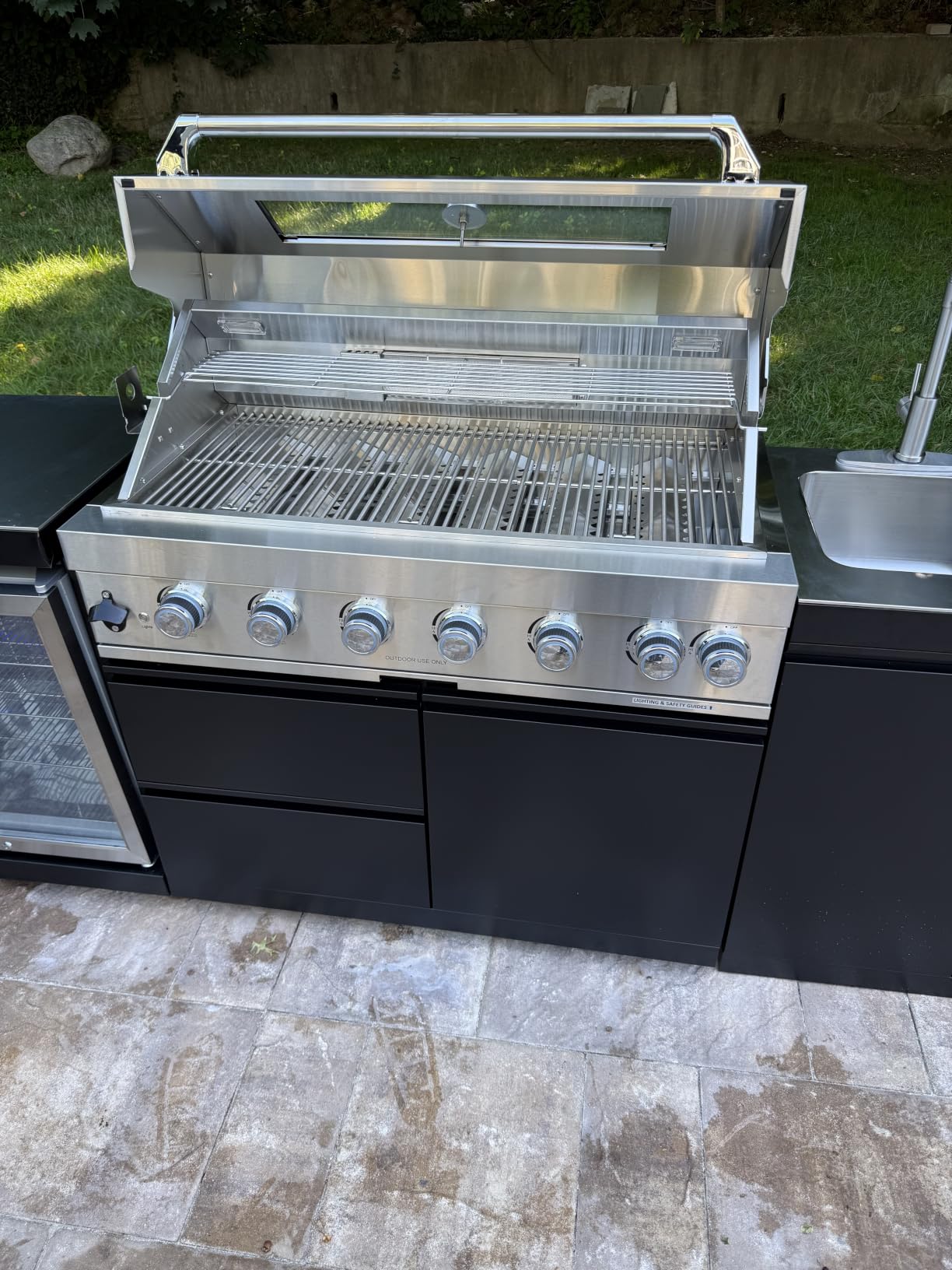 104-Inch 4 Burner 72000 BTU Stainless Steel Outdoor Kitchen Bar, 4 Units Modular Propane Gas BBQ Island Grill (Free Combination) with Wine Cooler, Refrigerator, Granite Countertops & Storage, Silver customer photo 2