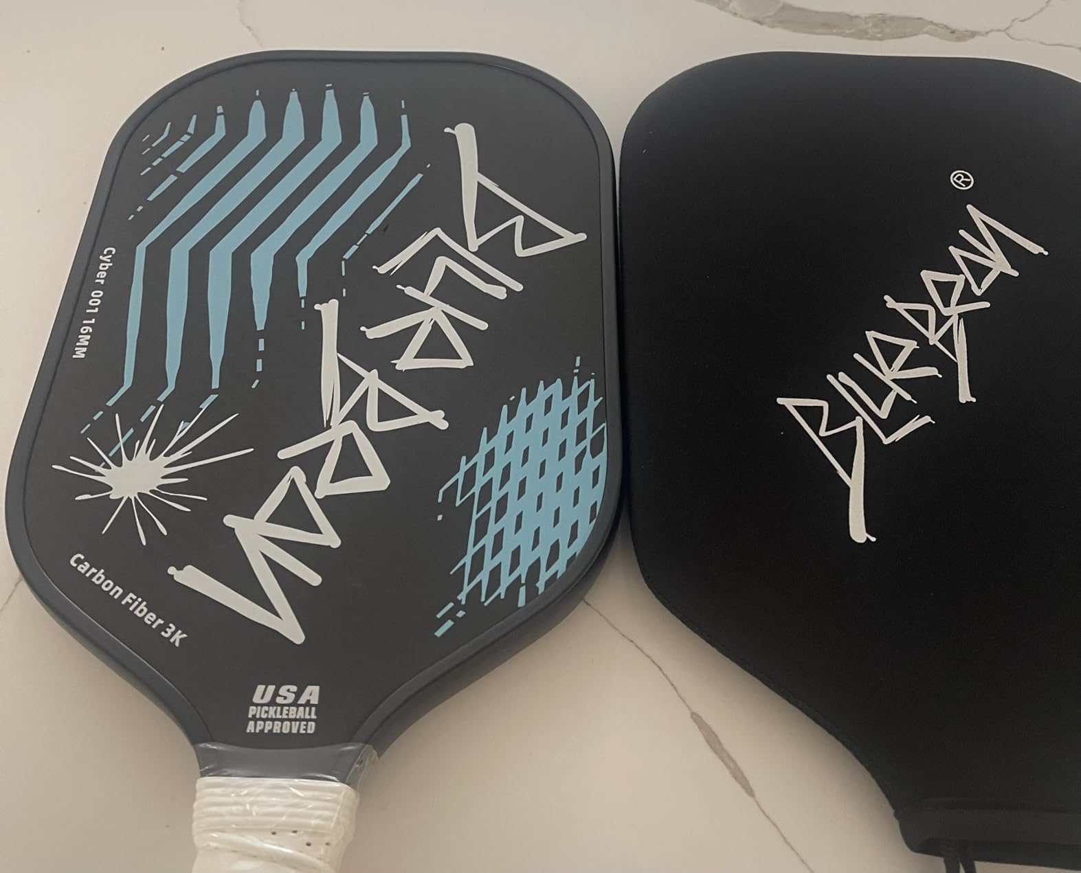 Pickleball Paddles,USAPA,Carbon Fiber Pickleball Paddle with 16MM Polymer Honeycomb Core Provides Lighter Weight&Higher Grit&Spin,Engineered for Professional Players,BlueBean customer photo 2