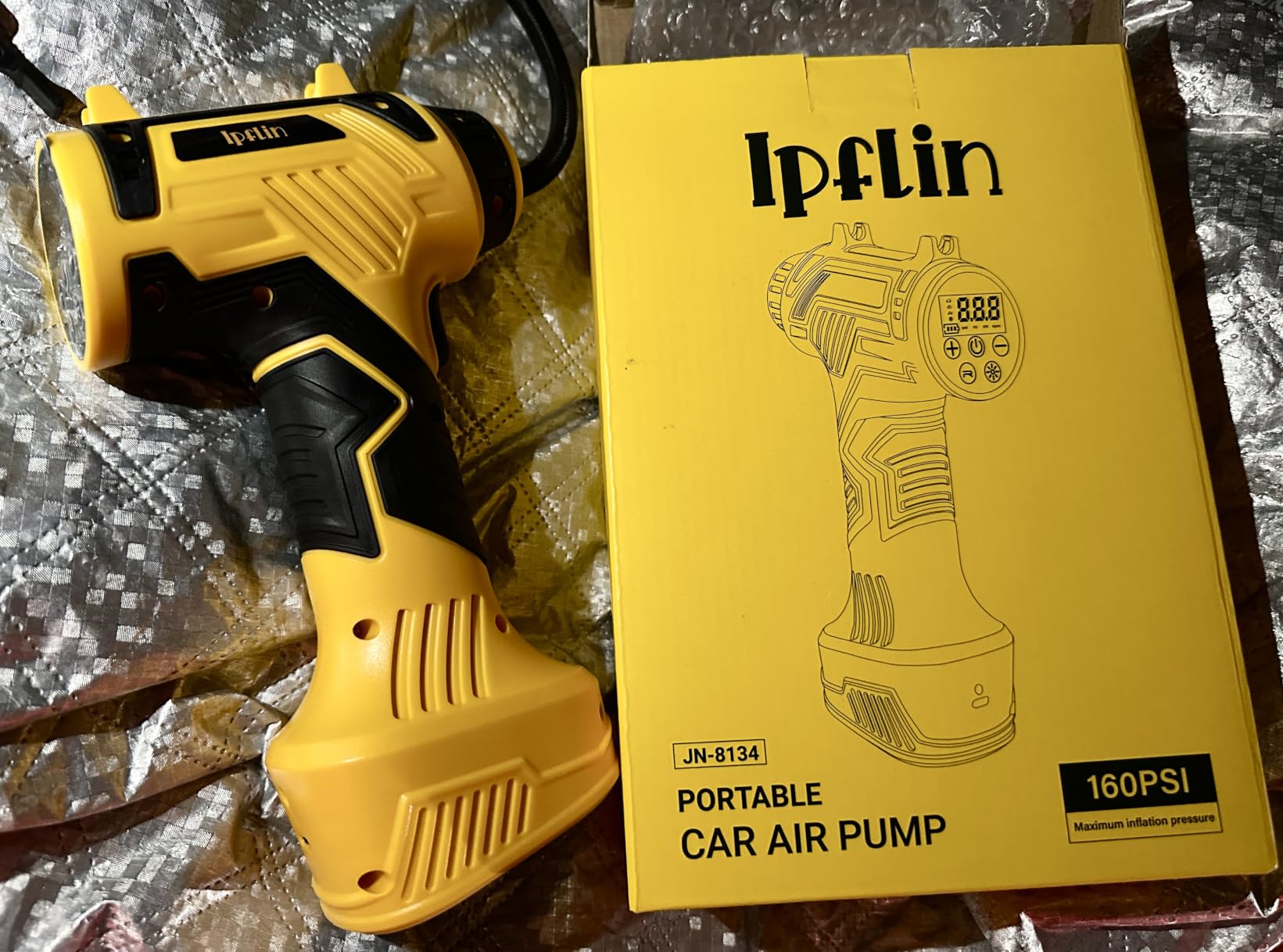 160 PSI Tire Inflator Portable Air Compressor Built-in Battery, Dual Power | 3*3200 mAh & 12V DC, Auto Shut-Off, Digital Pressure Gauge, Faster Inflation Air Pump for Car Tires Motorcycle Bike Ball Gift customer photo 2