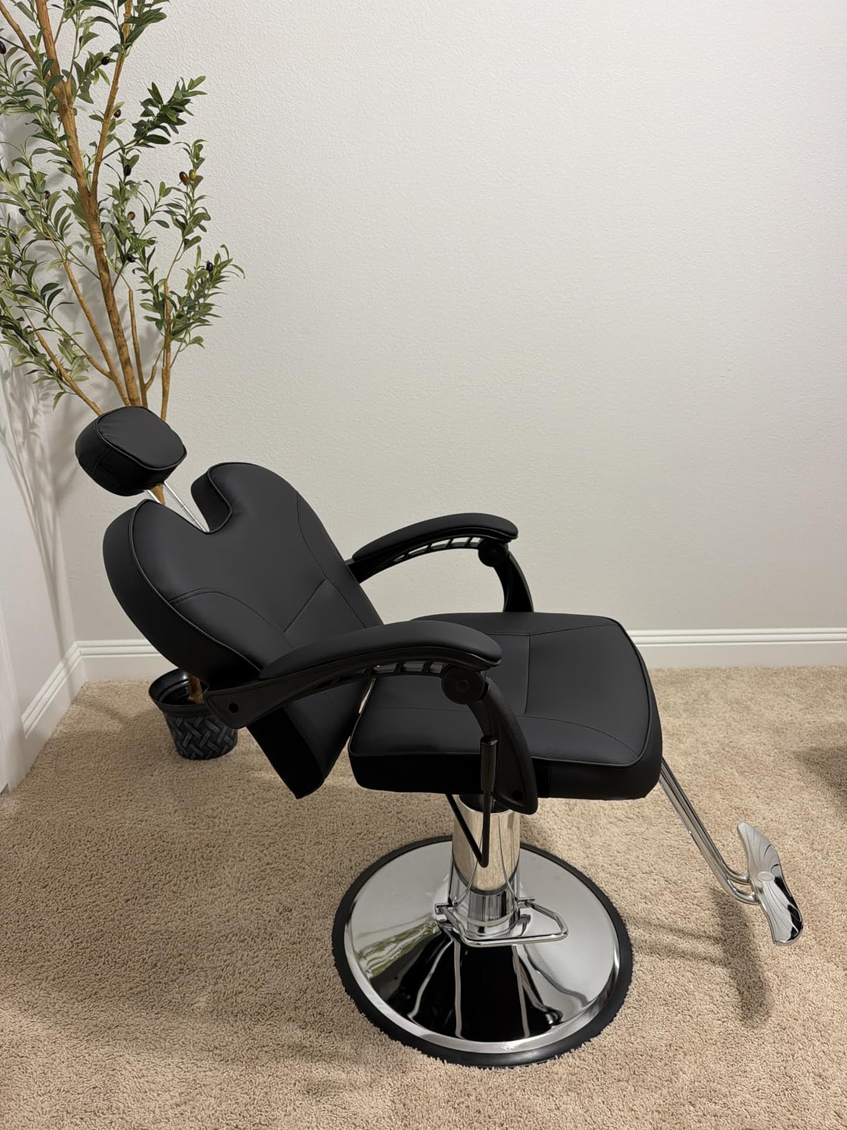 Barber Chair with Heavy Duty Hydraulic Pump, Salon Chair for Hair Stylist, 360° Swivel 90°-140° Backrest Reclining Chairs, Portable Height Adjustable Hair Chair for Barbershop (Black-Plain) customer photo 1