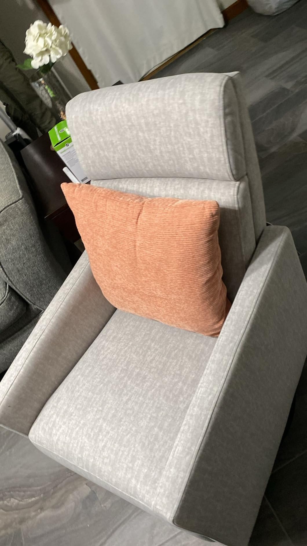 Ketaiyou Rocker Swivel Recliner Chair for Adults, Overstuffed Large Manual Recliner Glider with Massage and Heat, Comfy Soft Fabric Living Room Reclining Sofa Chair (Lime Gray1) customer photo 1