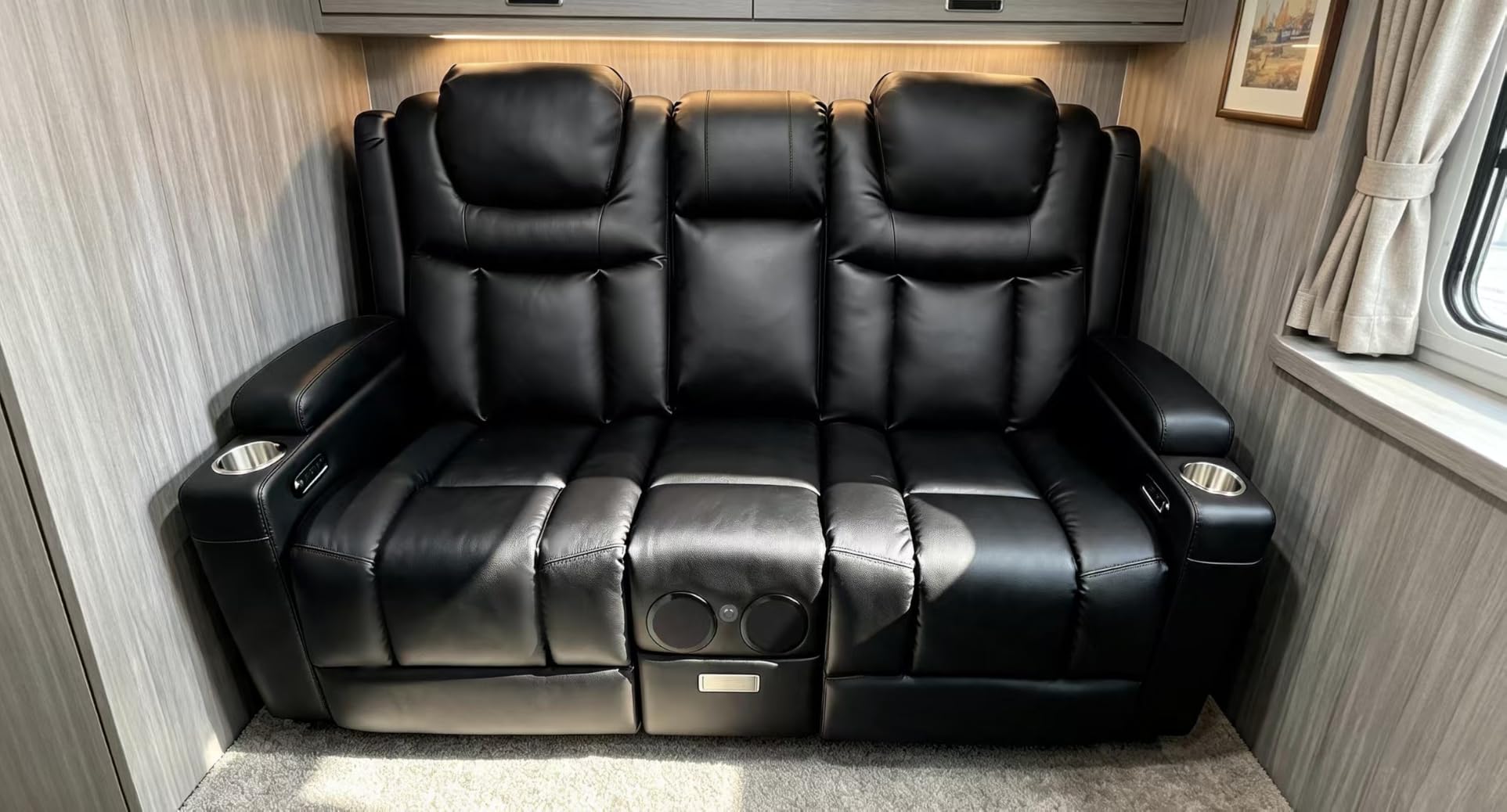 Power Loveseat Recliner Sofa with Console, Wall Hugger Reclining Loveseat with Reading Light, Home Theater Seating with LED Lights, Zero Gravity Recliner Couch for RV Couch and Living Room customer photo 2