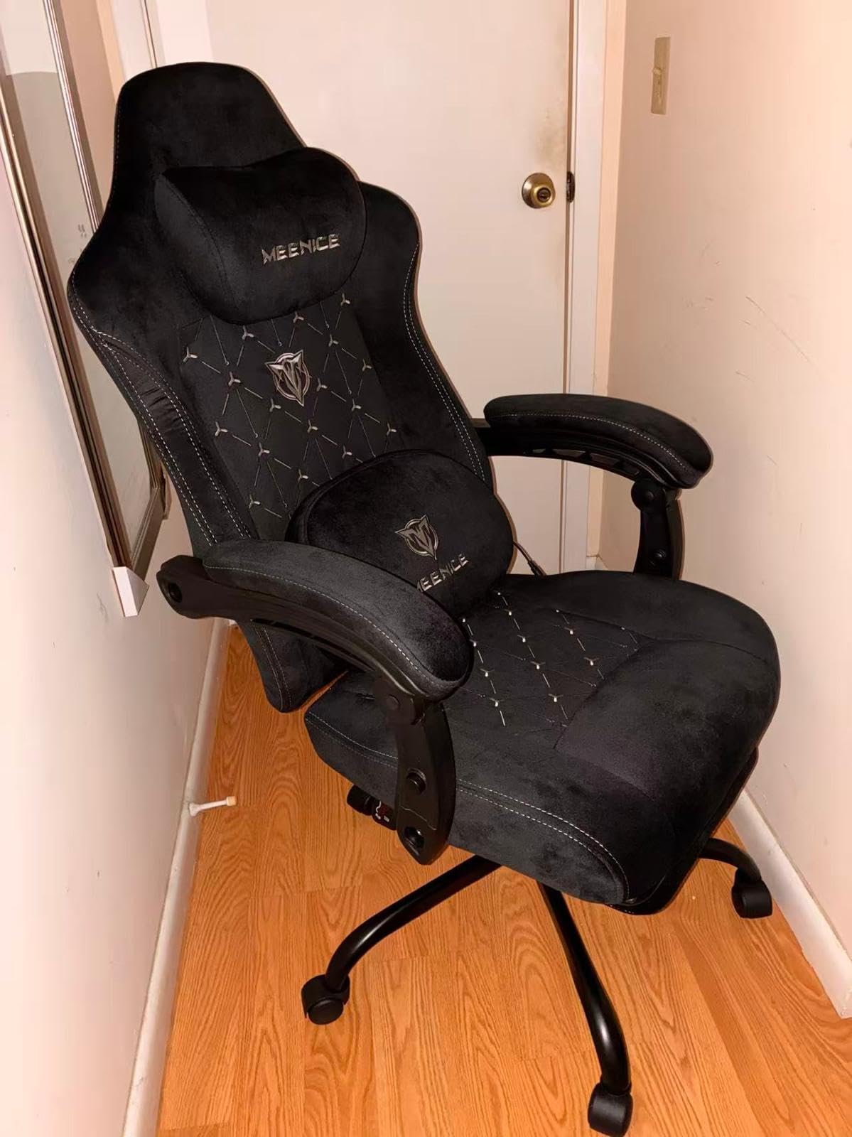 Fabric Gaming Chair with Heated Massage Lumbar Support, Pocket Spring Seat, Reclining Computer Chair with Footrest, Breathable High Back Gamer Chair, 350 lbs customer photo 1