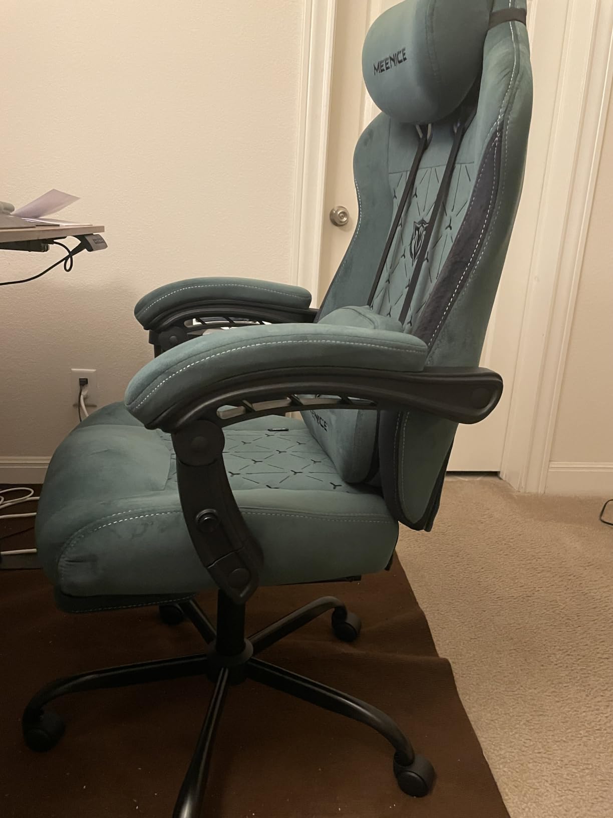 Fabric Gaming Chair with Heated Massage Lumbar Support, Pocket Spring Seat, Reclining Computer Chair with Footrest, Breathable High Back Gamer Chair, 350 lbs customer photo 2