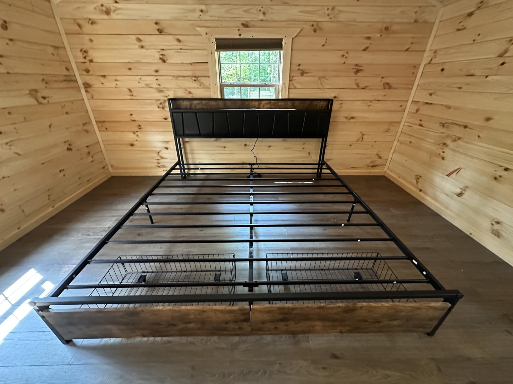 LIKIMIO King Size Bed Frame with 2 Drawers and Charging Station customer photo 1