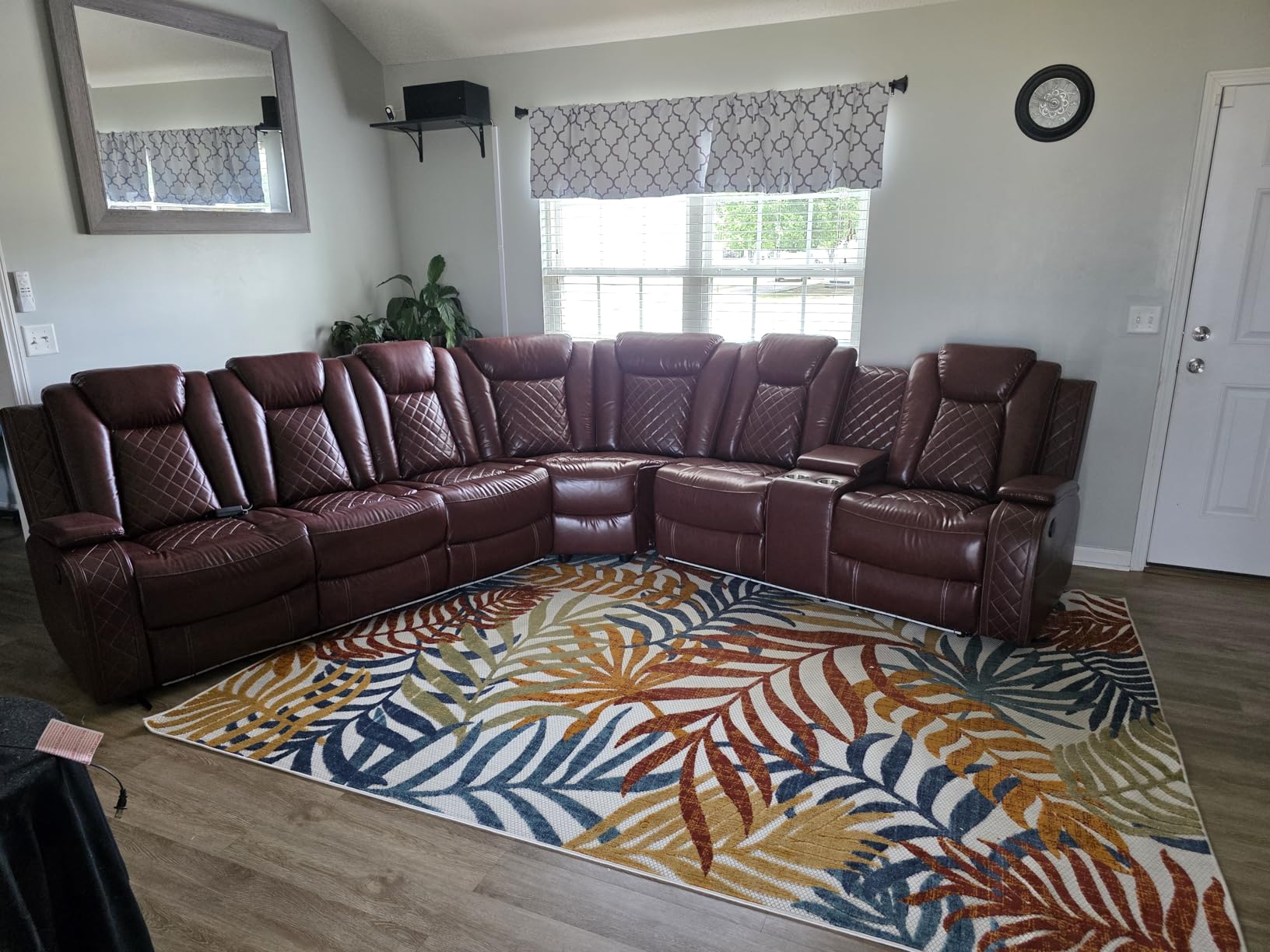 Leather Power Reclining Sectional Sofa Set with Bass Speakers & USB Ports customer photo 2