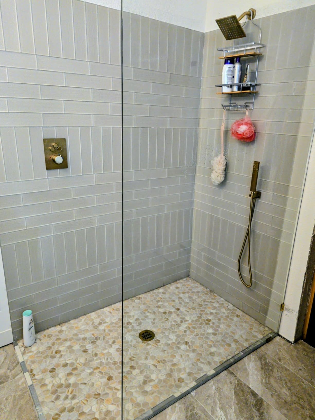 Thermostatic Dual Shower Head System Brushed Nickel Rainfall Shower Faucet customer photo 1