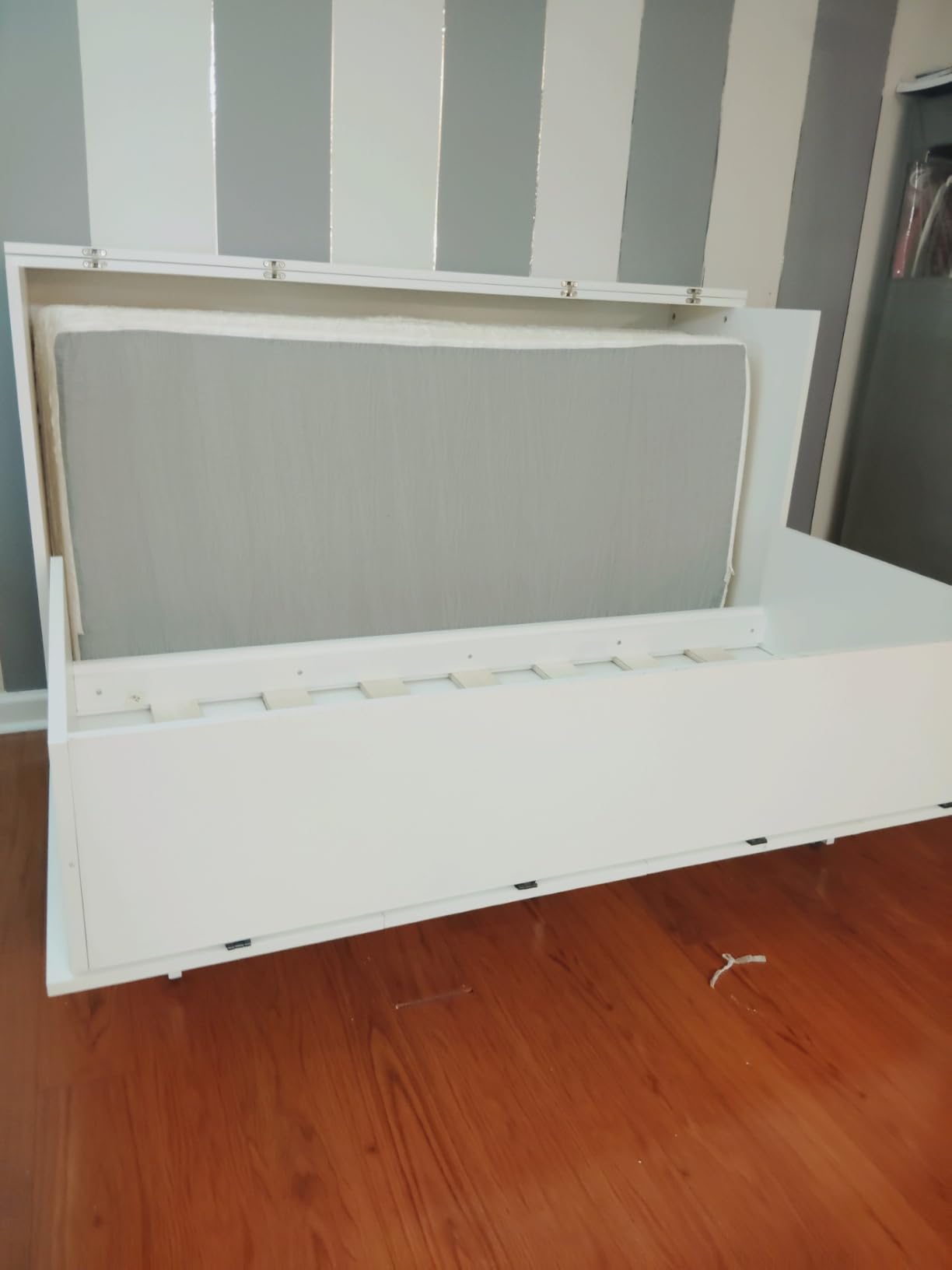 LIVAUVEAD Murphy Bed Full, Murphy Bed Cabinet with Headboard, White customer photo 2