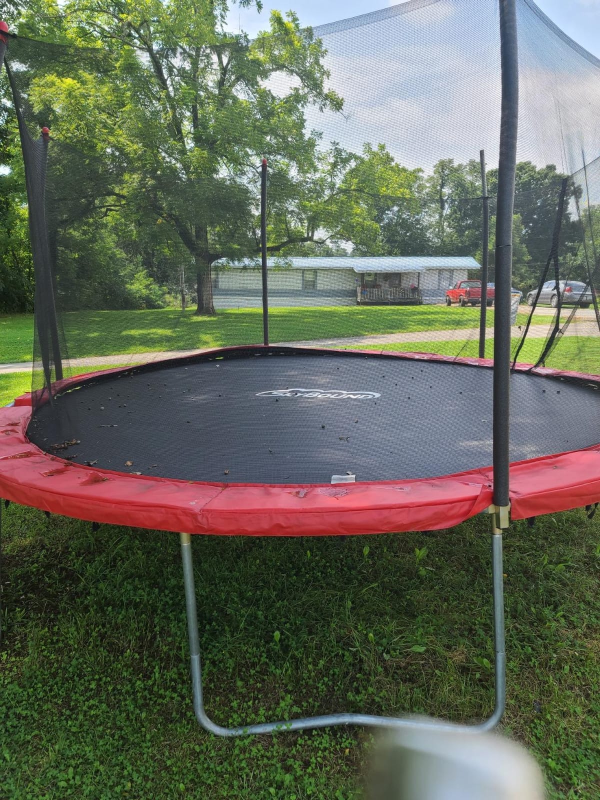 SkyBound Replacement Trampoline Mat, Fits 15ft Frames w/Spring Tool and Durable V-Rings, Bounce Safely with Extra Rows of Stitching - Jumping Mat for 15ft Round Trampoline - Fit 96 Springs & 6.5-7