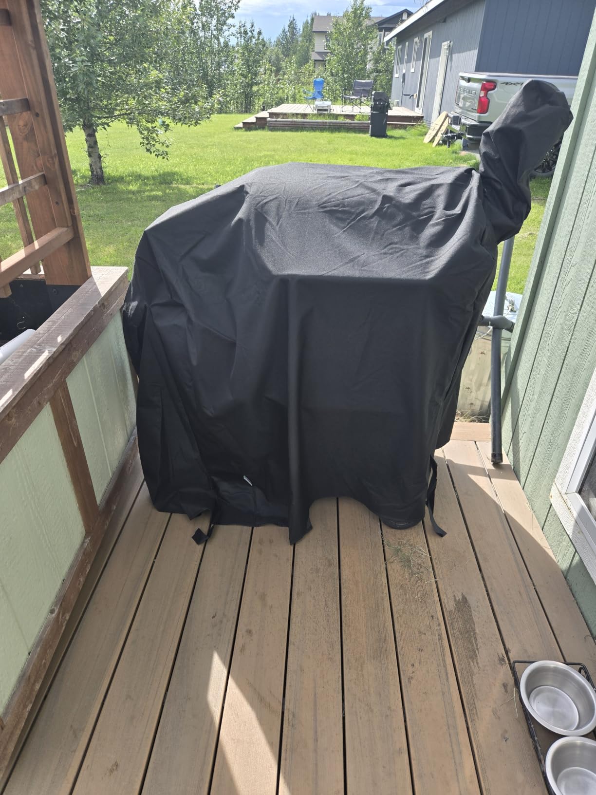 SunPatio Outdoor Heavy Duty Waterproof Wood Pellet Grill and Smoker Cover, UV Resistant Full Length BBQ Cover Compatible with Traeger 22 Series, Lil' Tex Grill and More, All Weather Protection customer photo 2