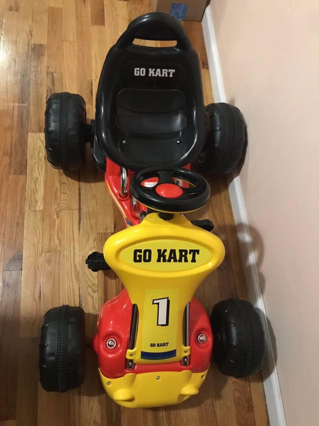 Costzon Go Kart for Kids, 4 Wheel Pedal Powered Go Cart with Adjustable Seat, Handbrake & Non-Slip Wheels, Outdoor Racer Ride On Pedal Car, Gift for Boys Girls (Red) customer photo 2