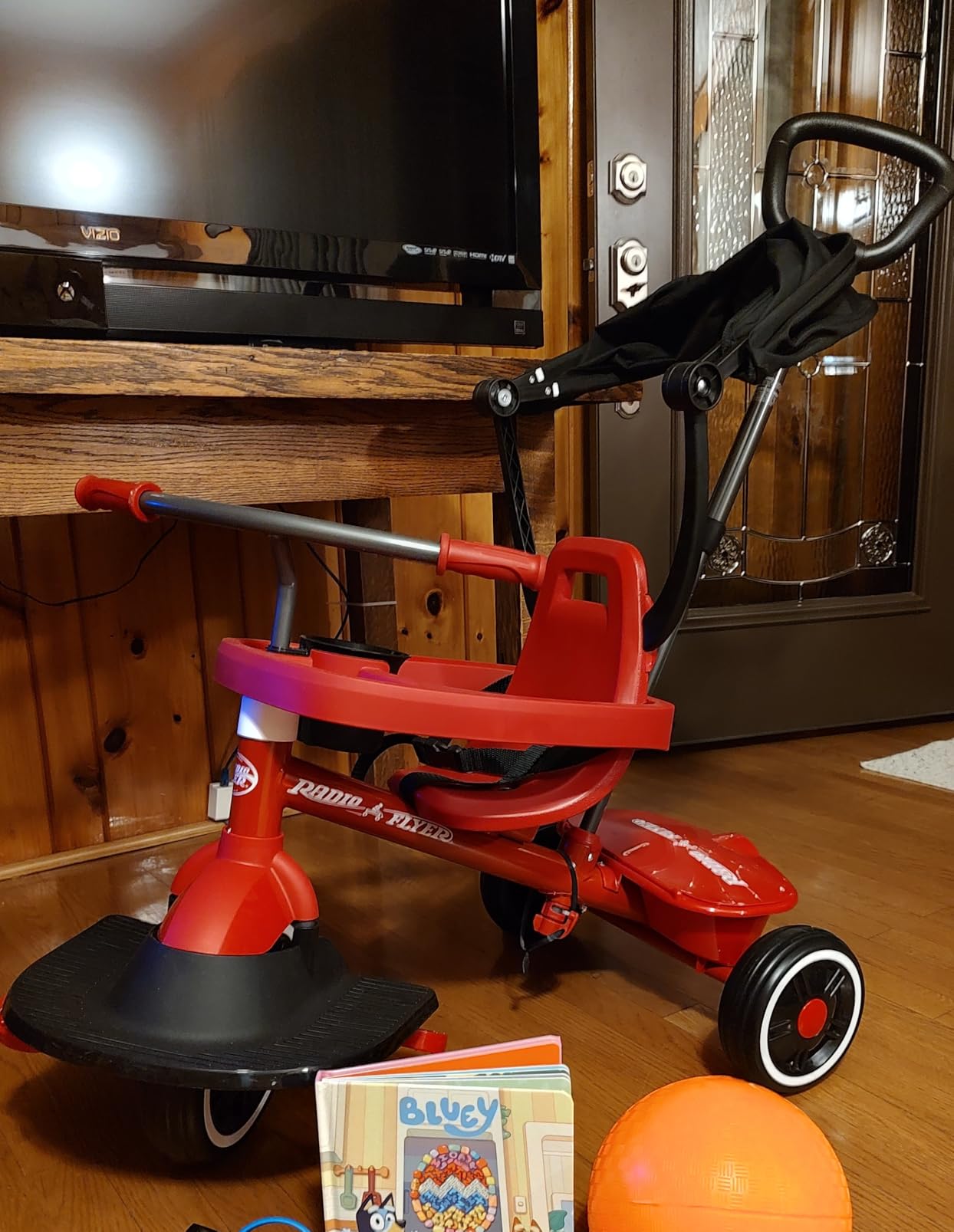 Radio Flyer 4-in-1 Pedal & Push Stroll ’N Trike, Ages 1-5, UV Canopy, Red customer photo 2