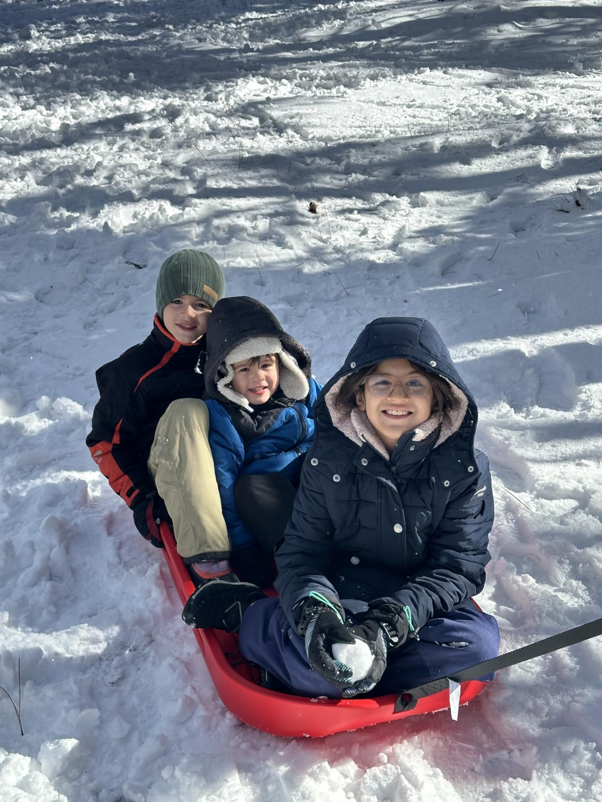 GoSports 2 Person Premium Snow Sled - Choose Red or Blue - Double Walled Construction, Pull Strap and Padded Seat customer photo 2