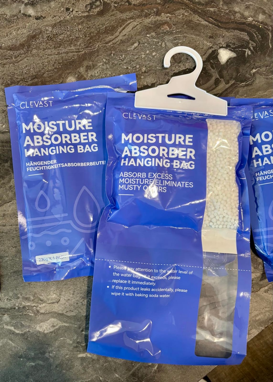CLEVAST Moisture Absorbers Packets 10 Pack, Dehumidifier Bags for Closet, Unscented Hanging Humidity Absorber in Wardrobes, Bedrooms, Bathrooms(Net Wt. 230g/Pack) customer photo 1