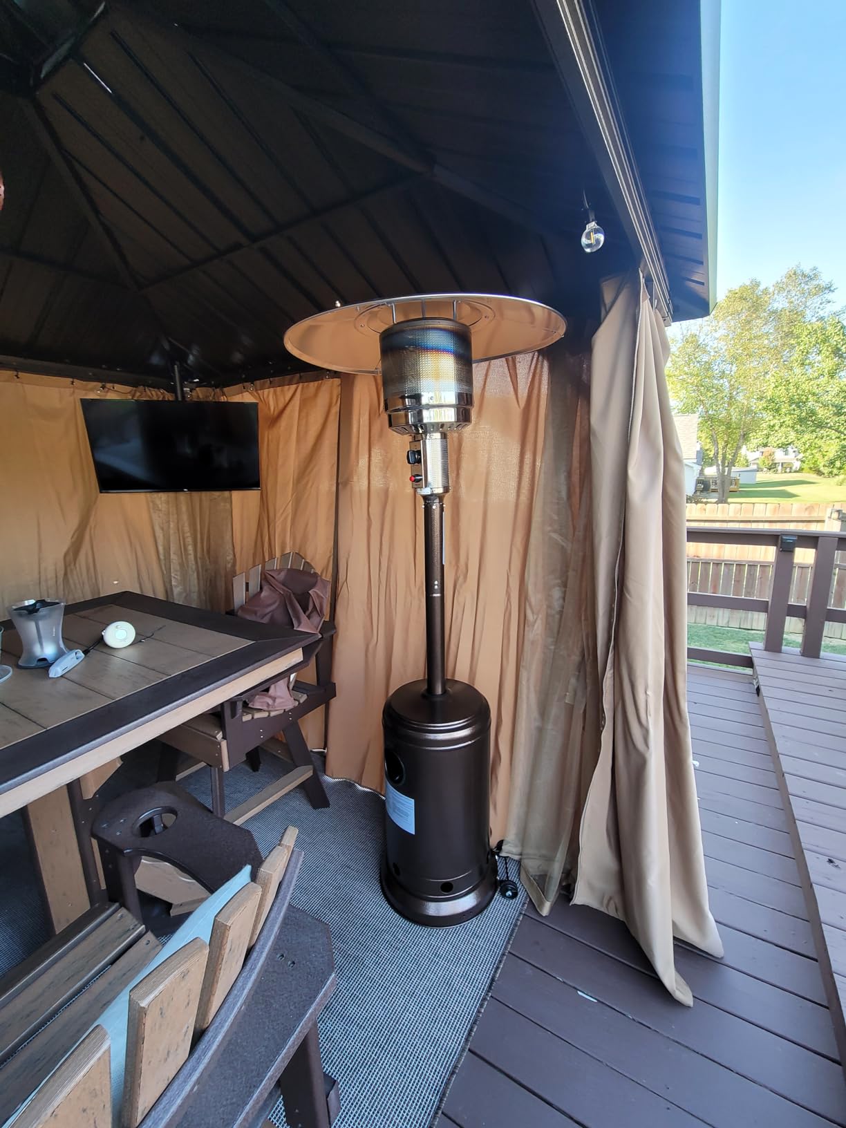 Hykolity 50,000 BTU Propane Patio Heater with Table Design, Stainless Steel Burner, Triple Protection System, Wheels, Outdoor Heaters for Patio, Garden, Commercial and Residentia, Black customer photo 2