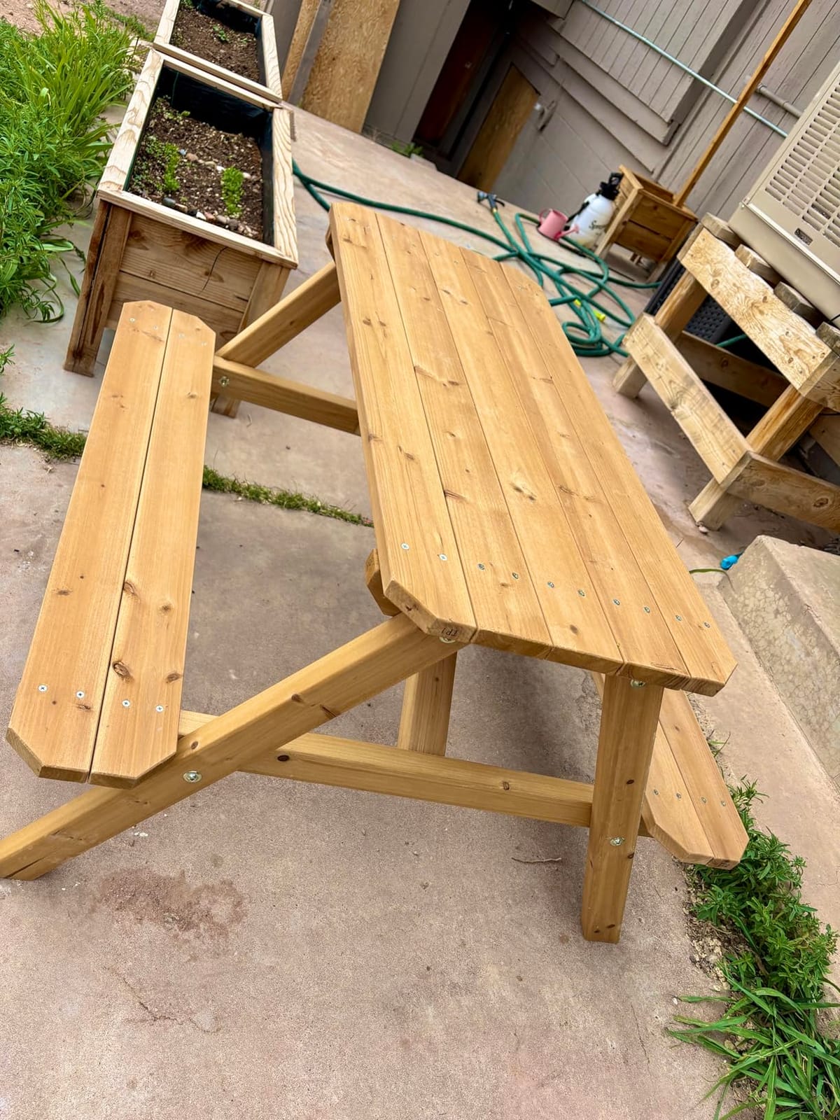 Backyard Discovery Endeavor II Cedar Wood Swing Set with Wave Slide, Play Deck, Double Rock Wall, Picnic Table, Climbing Wall, Belt Swings, Web Swing, Toy Telescope, Step Ladder, Outdoor Playset customer photo 2