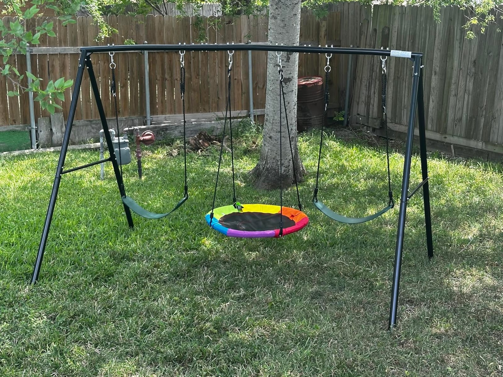 Hapfan 3 Seat Swing Set for Backyard with Saucer & Belt Swings customer photo 1
